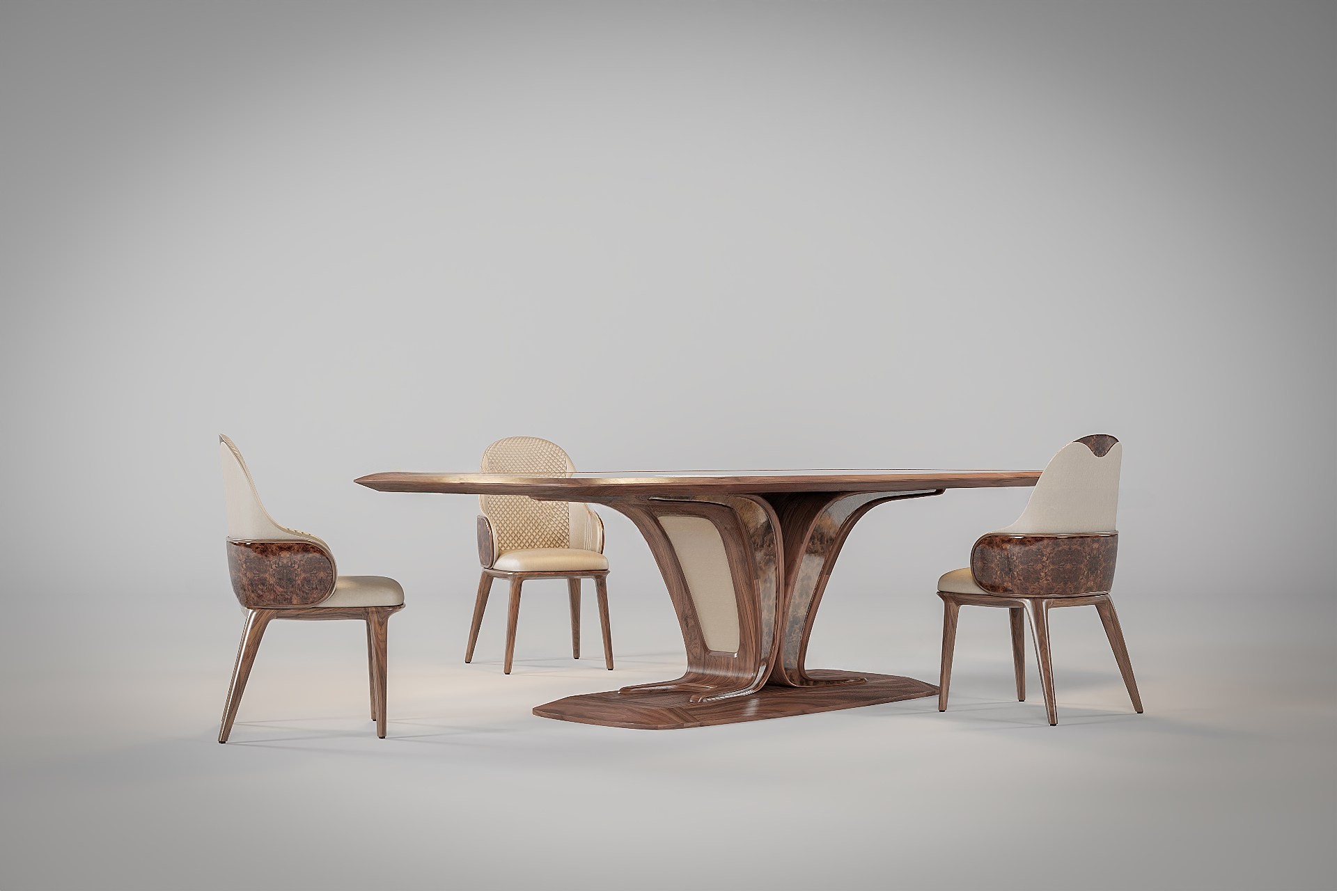 Bàn ăn gỗ đẹp hiện đại chân chữ X veneer nu