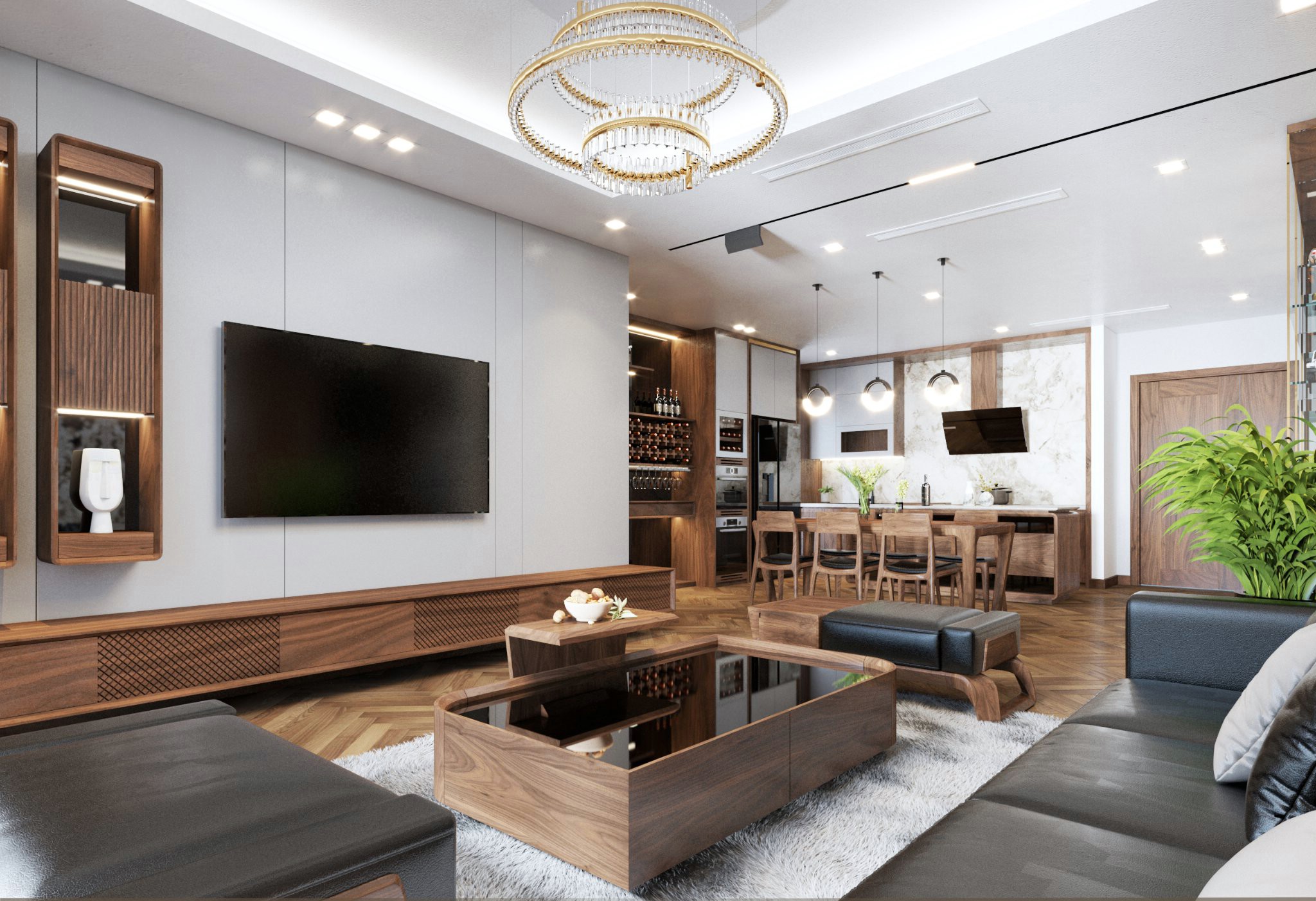 Bàn trà gỗ óc chó sang trọng cho phòng khách