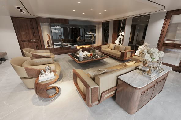 bàn ghế sofa gỗ hiện đại, trẻ trung và thanh lịch