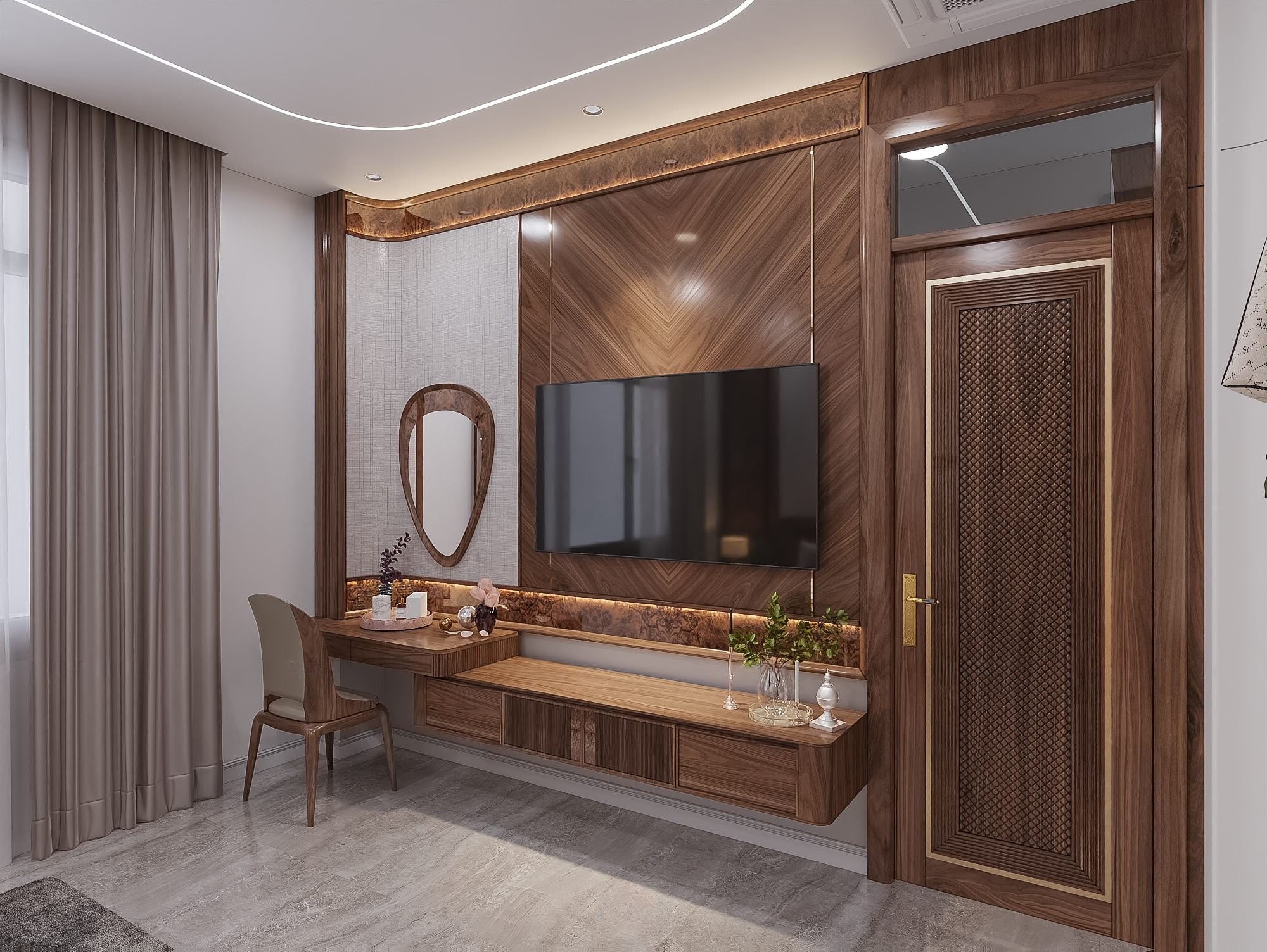 Bàn trang điểm gỗ đẹp hiện đại dạng treo tường hoặc đặt trên kệ tivi Bàn trang điểm gỗ đẹp hiện đại dạng treo tường hoặc đặt trên kệ tivi