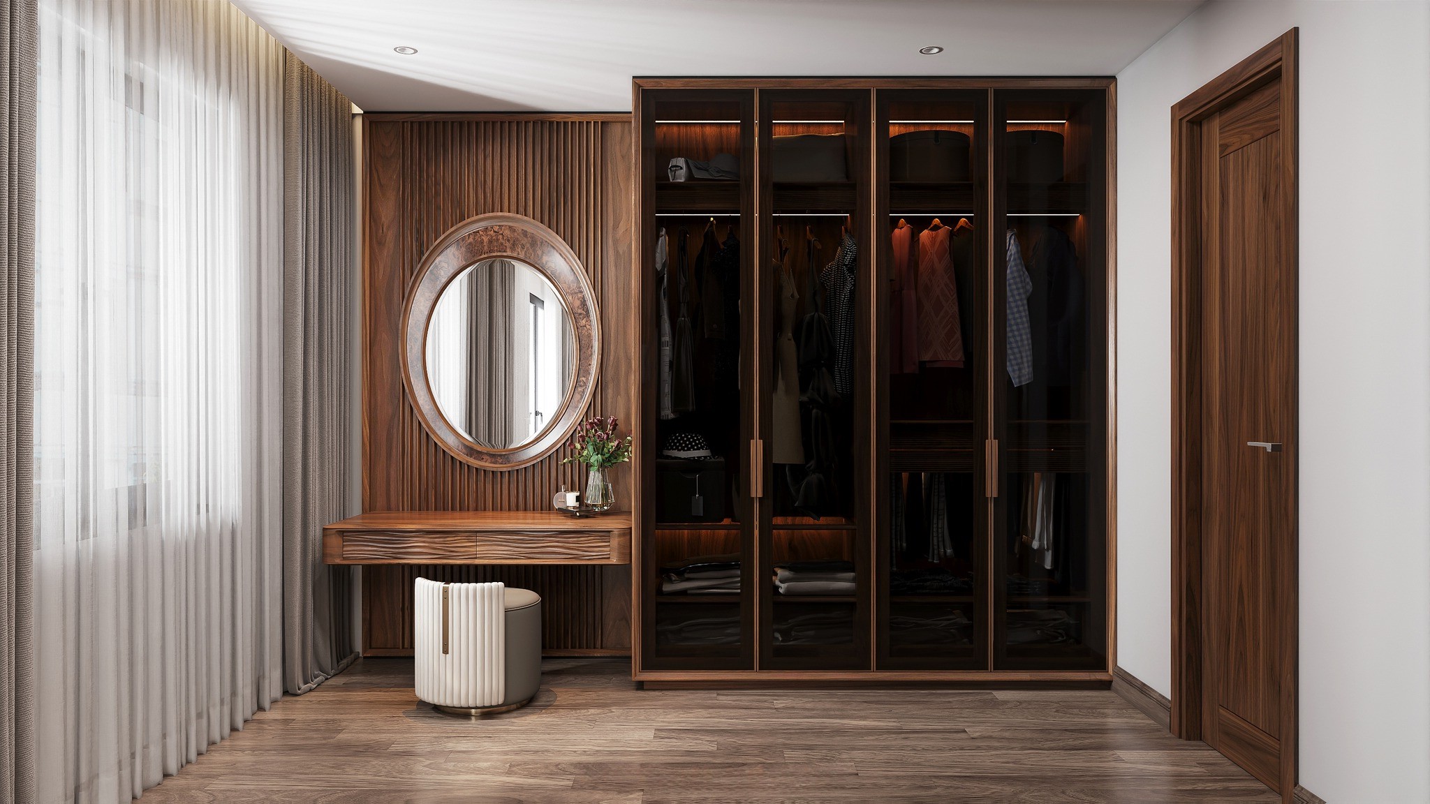Mẫu bàn trang điểm mini – nhỏ gọn mà tinh tế Bàn trang điểm mini treo tường nhỏ gọn, hiện đại