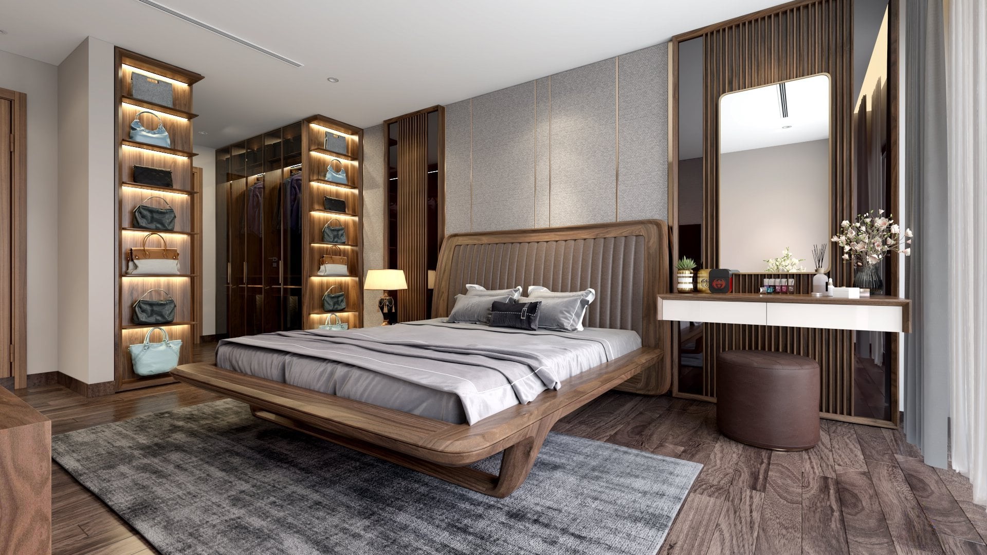 Bộ phòng ngủ gỗ óc chó – Nội thất cao cấp cho không gian sống đẳng cấp Bộ phòng ngủ gỗ óc chó cao cấp sang trọng