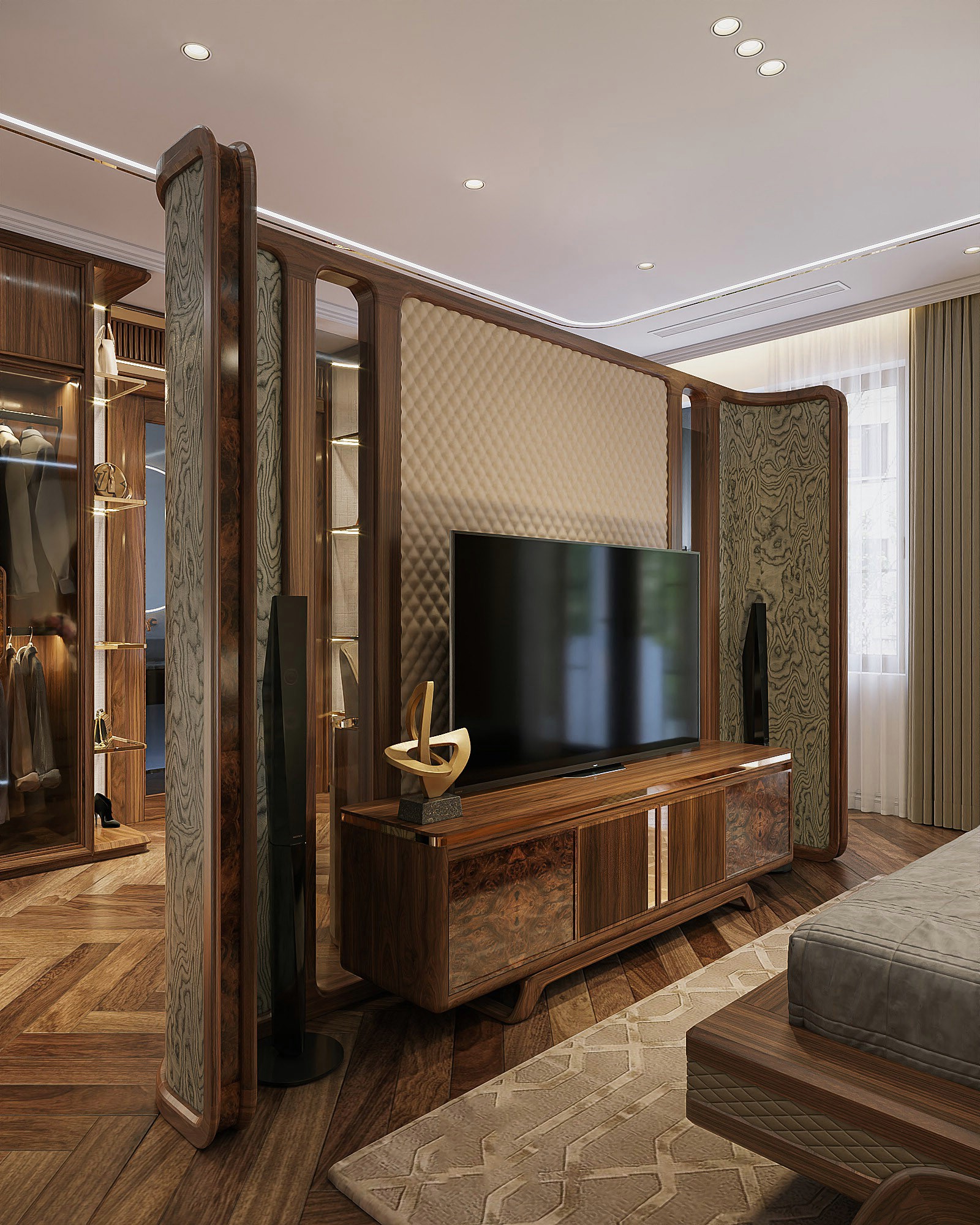 Bức vách ngăn phòng ngủ giúp tạo không gian riêng tư và thẩm mỹ