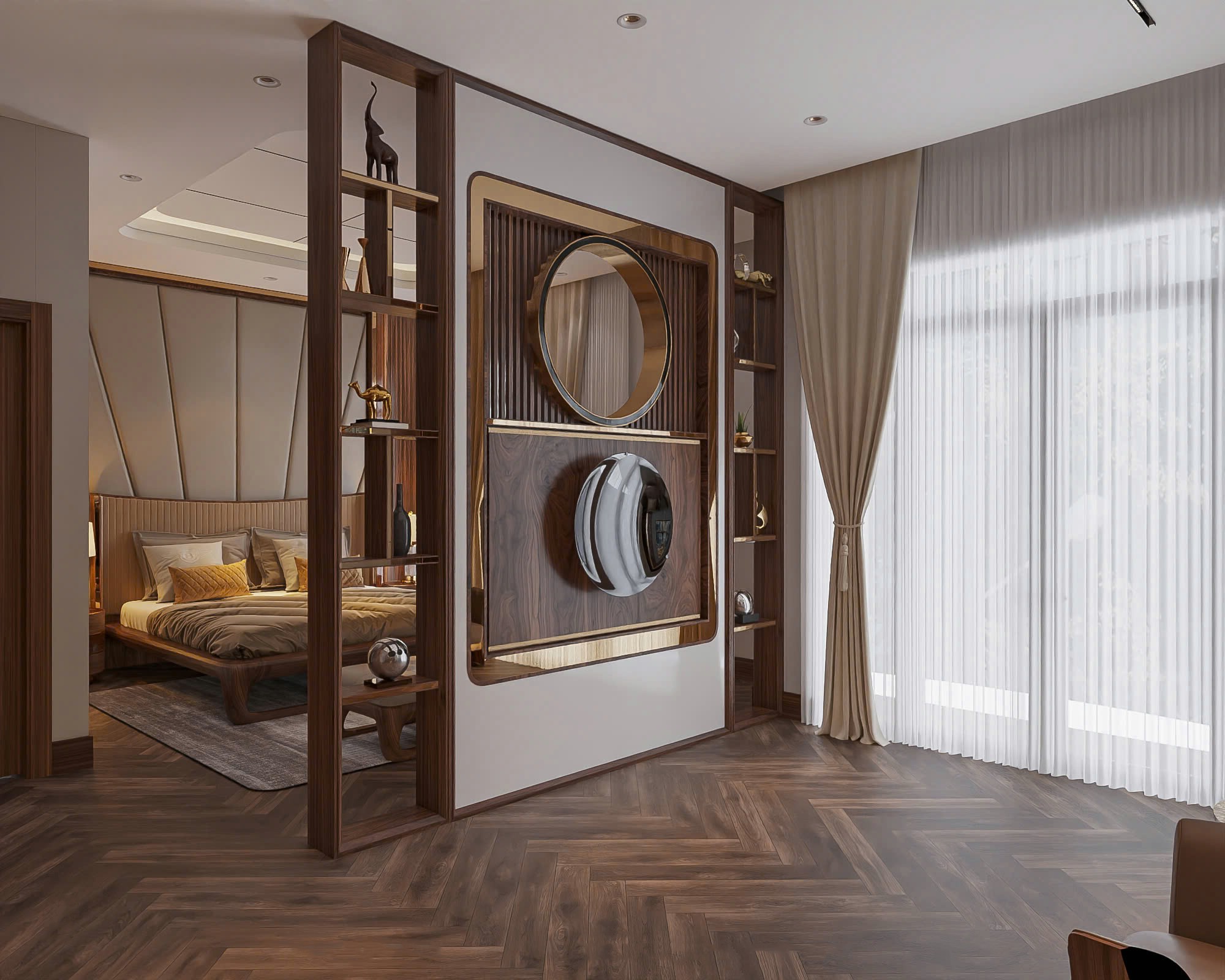 các kiểu vách ngăn phòng ngủ đẹp