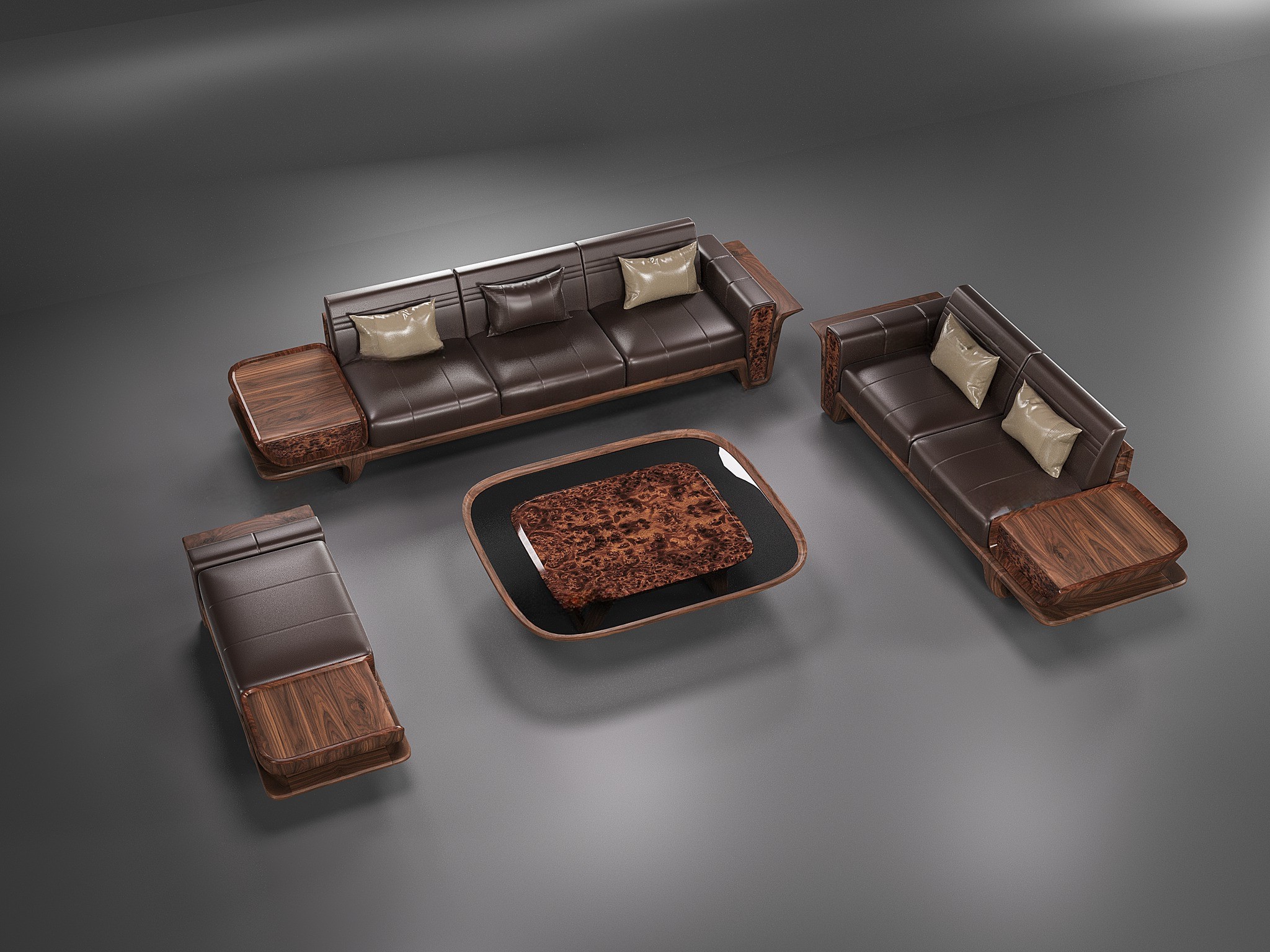 Các mẫu sofa gỗ đẹp với bố cục chữ U sang trọng