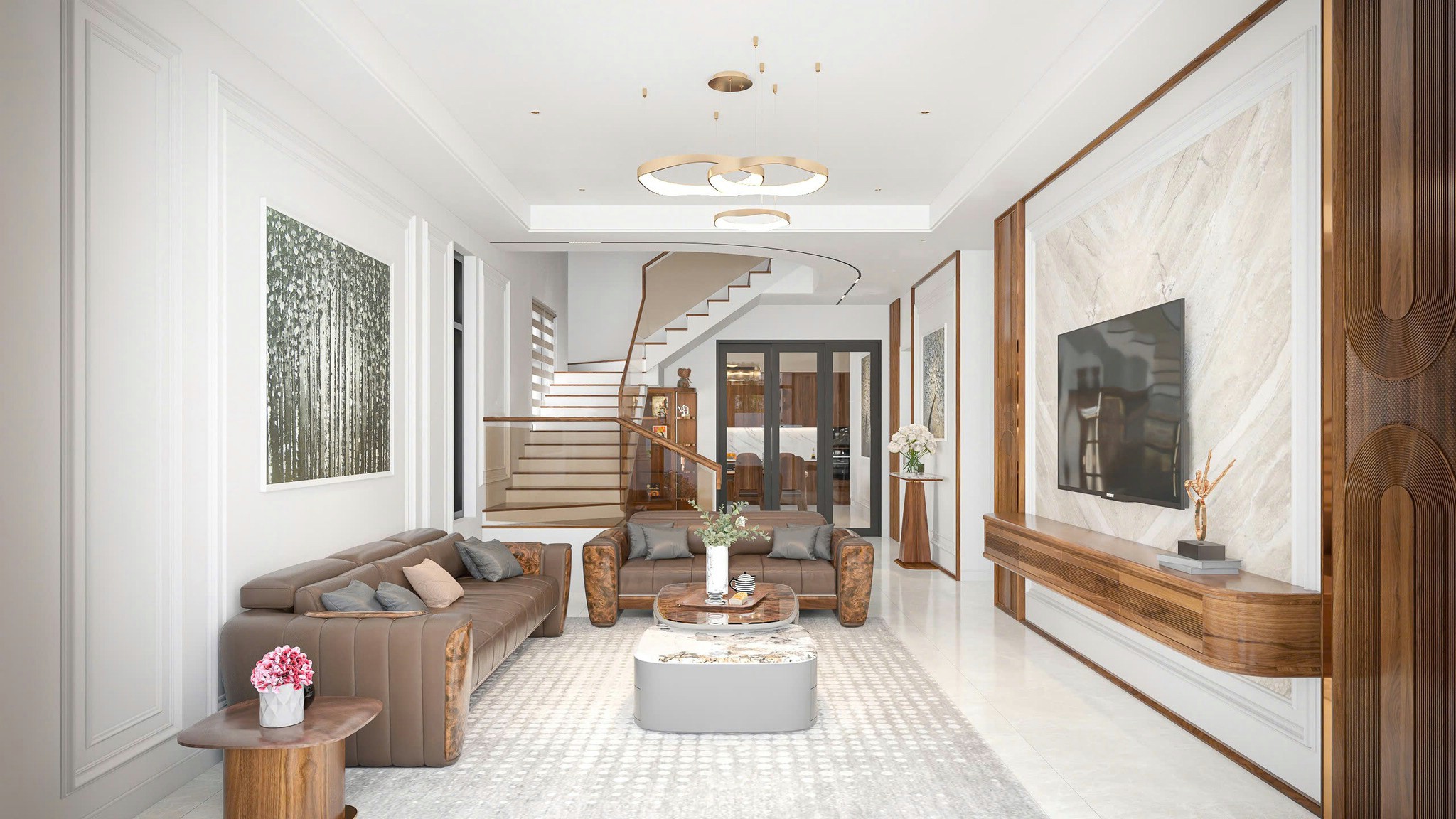 Ghế sofa gỗ óc chó cao cấp sang trọng cho phòng khách