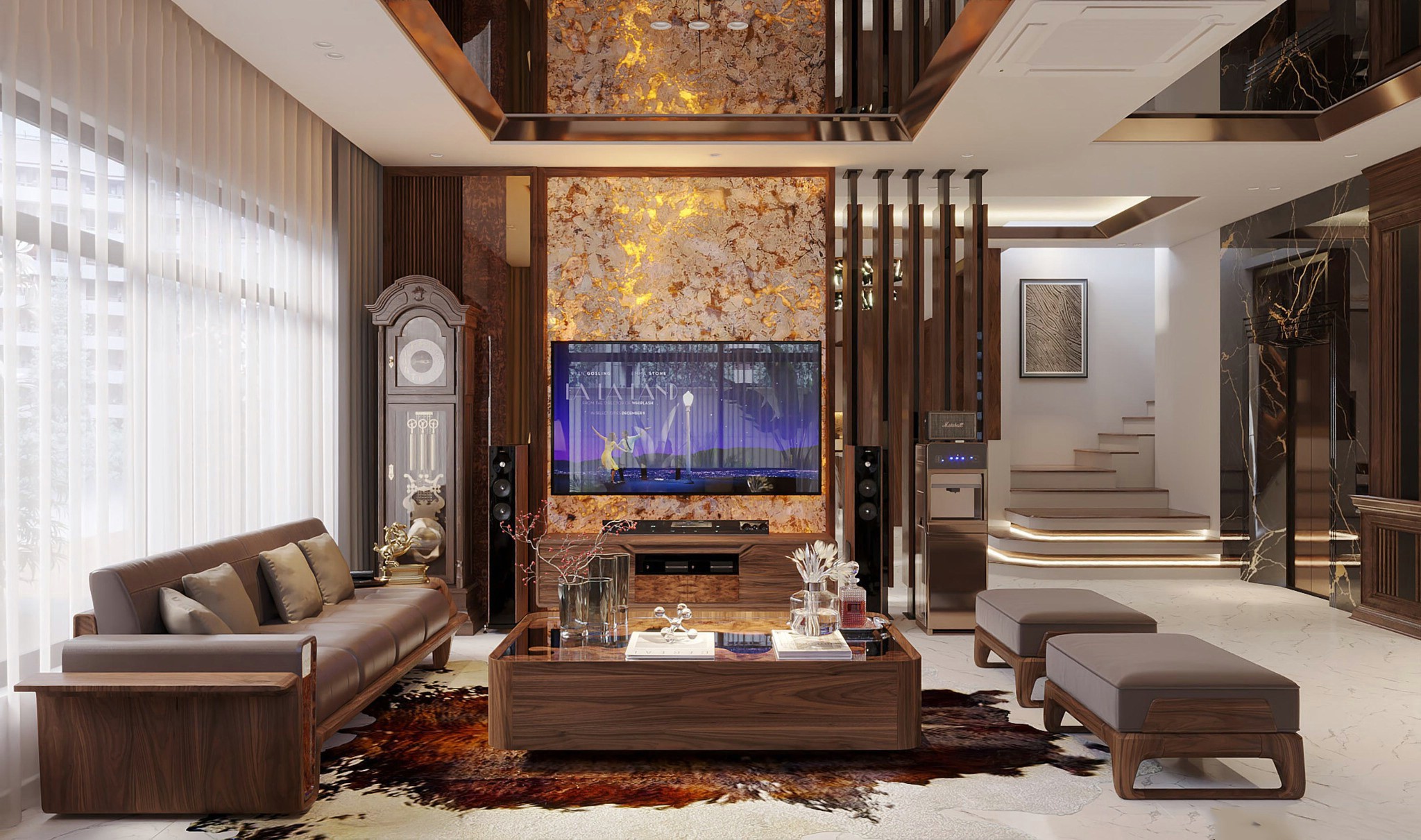 Ghế sofa óc chó nhỏ gọn cho phòng khách hiện đại