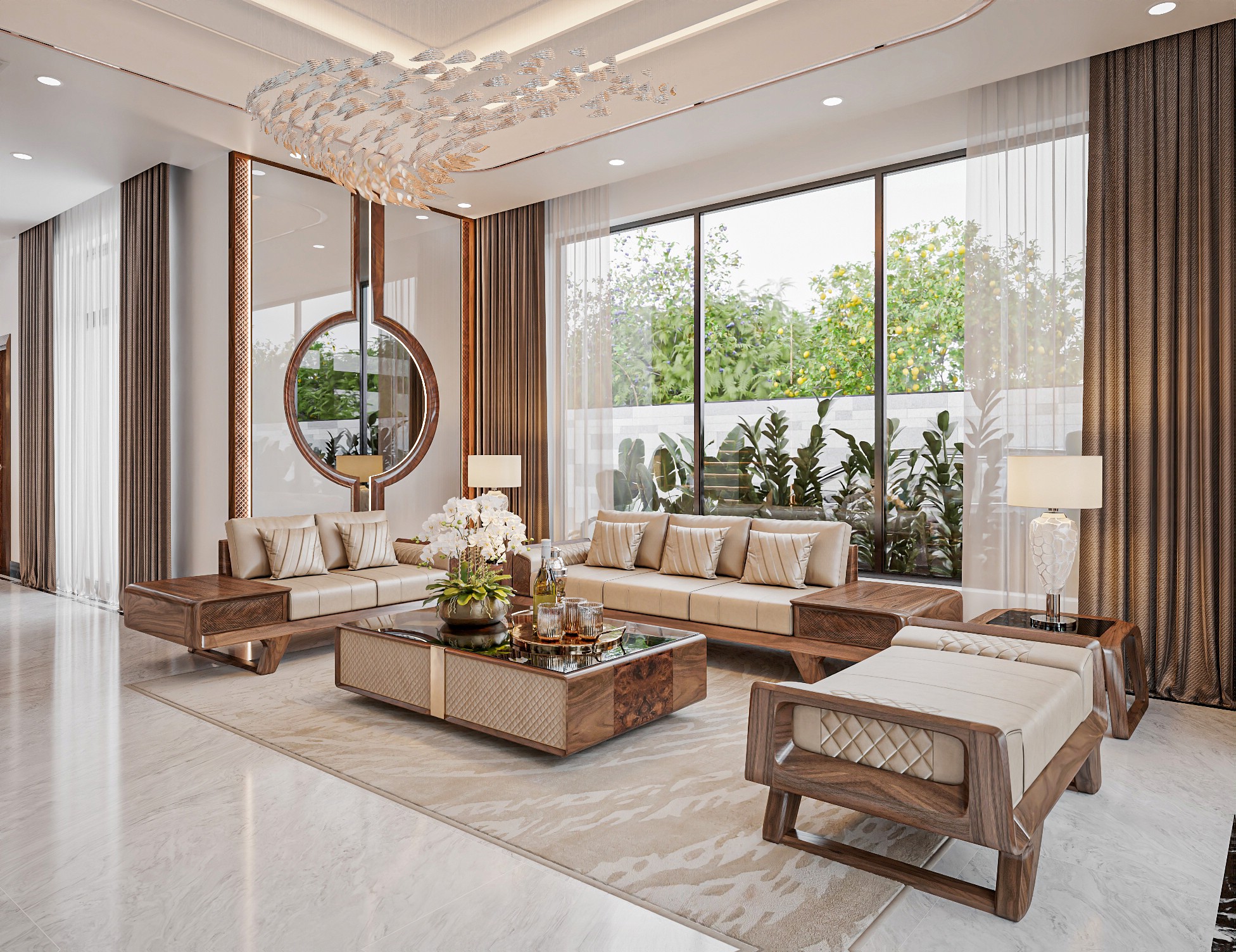 Giá sofa gỗ óc chó cao cấp cho phòng khách sang trọng