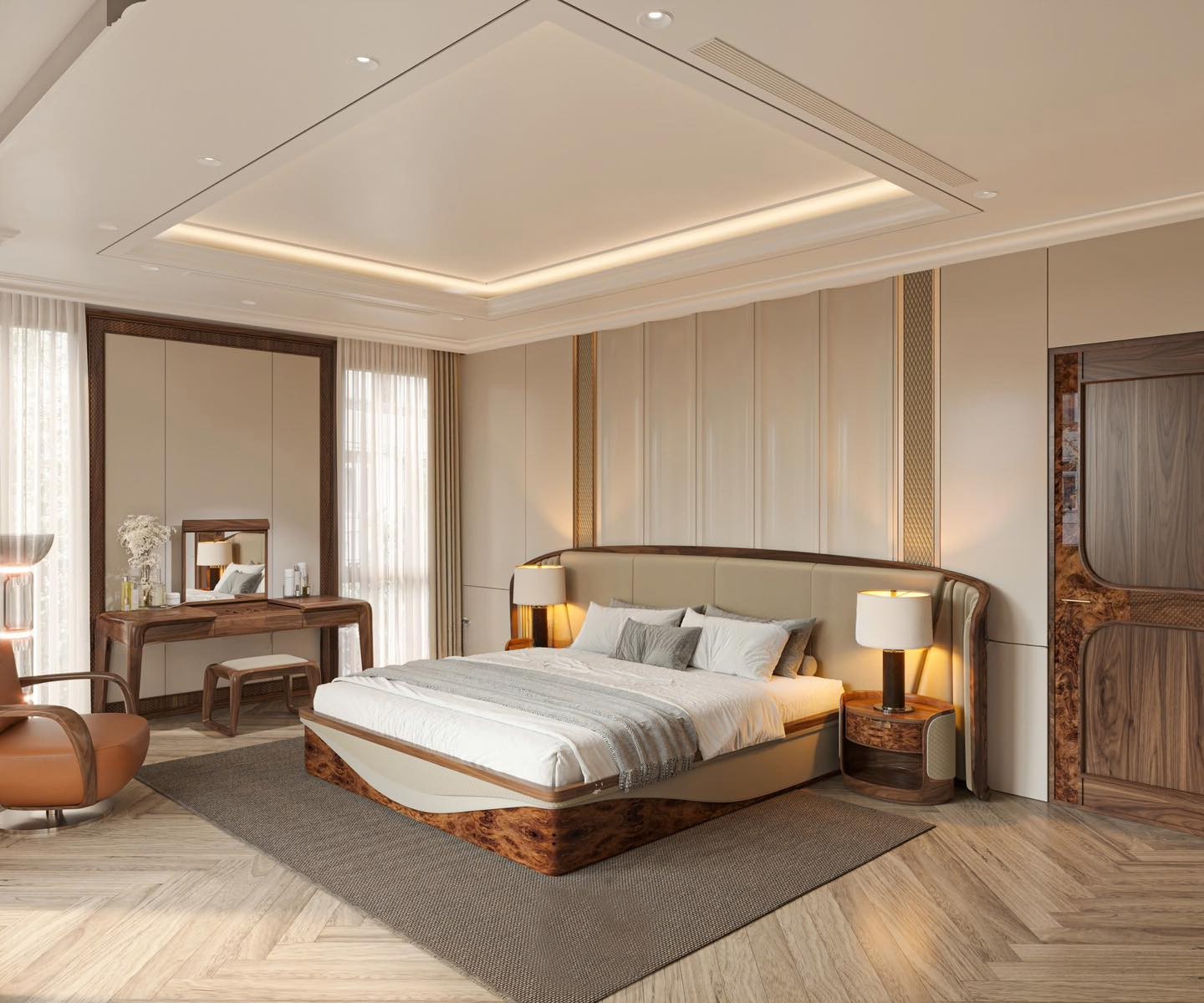 Giá thiết kế nội thất – Đầu tư thông minh cho không gian sống Giá thiết kế nội thất phòng ngủ gỗ tự nhiên sang trọng