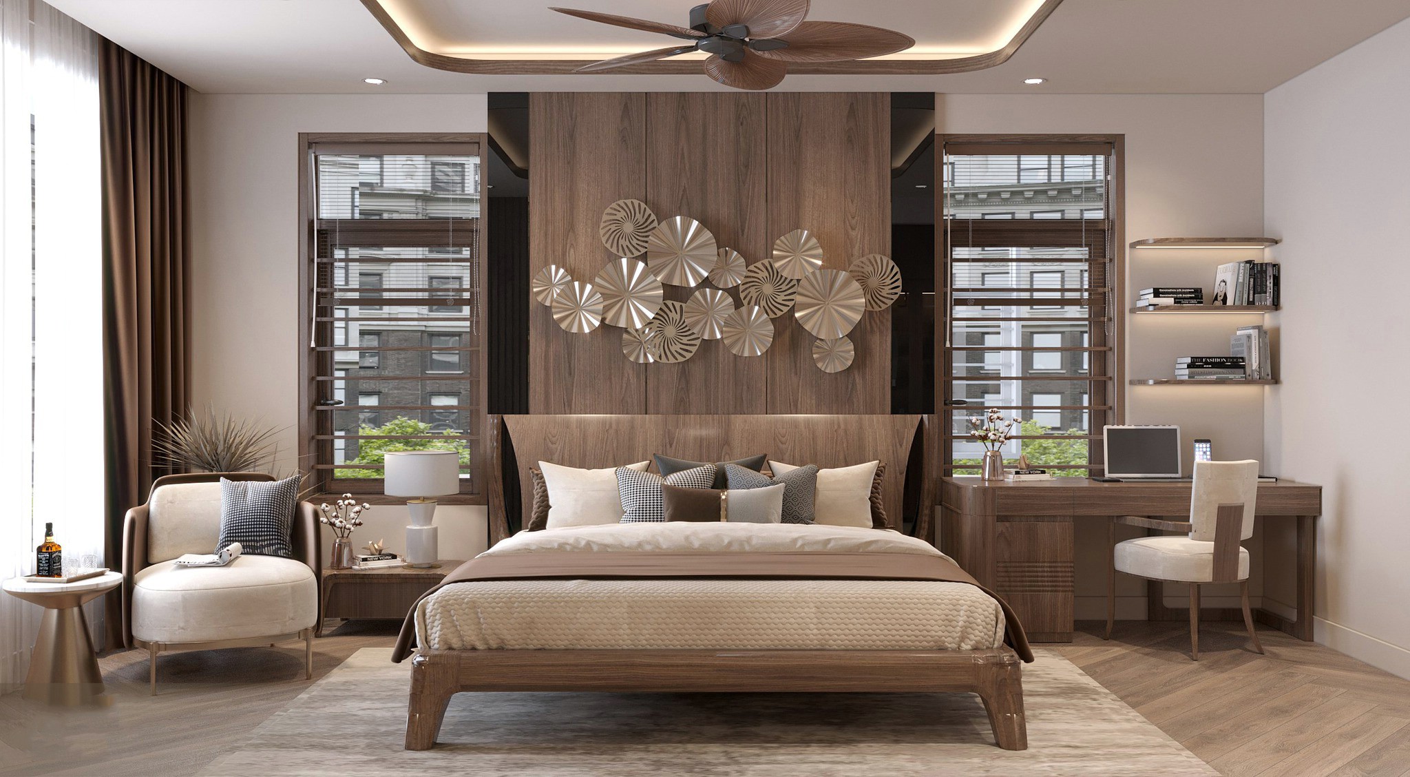 Mẫu giường ngủ bằng gỗ tự nhiên với khung dày và tựa cong vát tinh tế Mẫu giường ngủ bằng gỗ tự nhiên với khung dày và tựa cong vát tinh tế