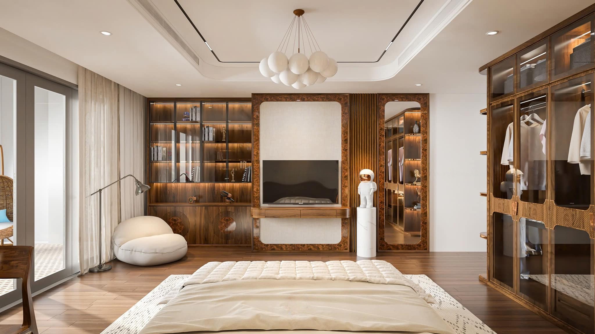 Kệ tivi đẹp đơn giản treo tường gỗ tự nhiên