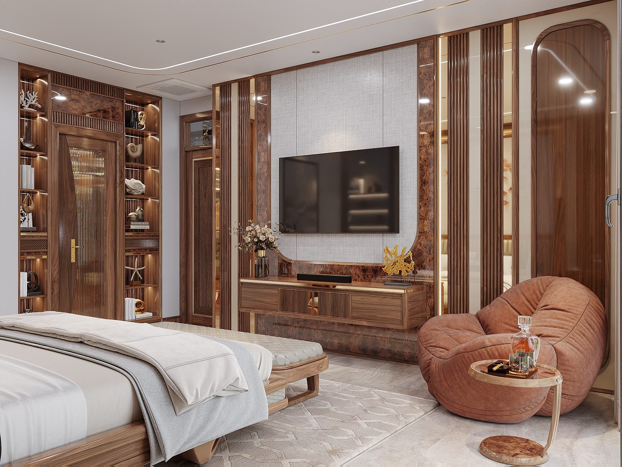 Kệ tivi treo tường phòng ngủ đẹp, sang trọng Mẫu kệ tivi treo tường hiện đại