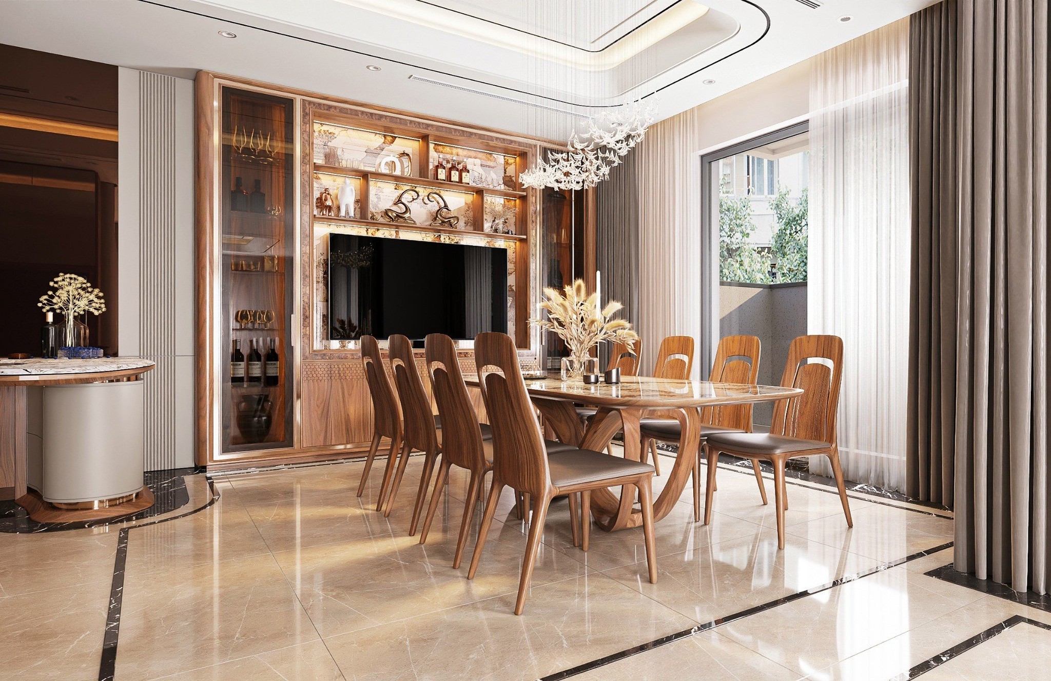 Kệ tivi và tủ rượu kết hợp gỗ tự nhiên hiện đại cao kịch trần Kệ tivi và tủ rượu kết hợp gỗ tự nhiên hiện đại cao kịch trần