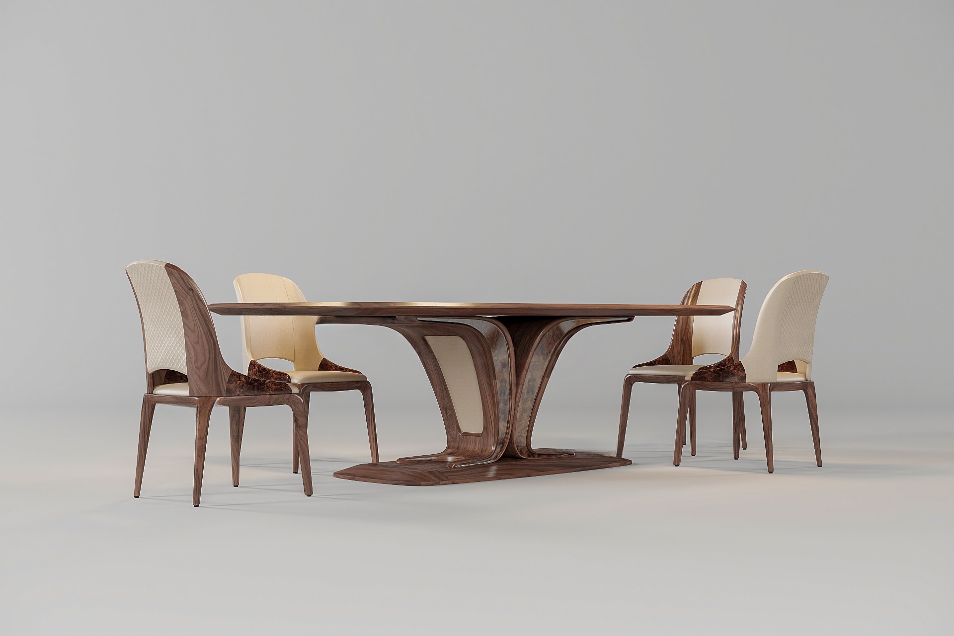 Mẫu bàn ăn đơn giản đẹp bằng gỗ tự nhiên bo tròn hiện đại