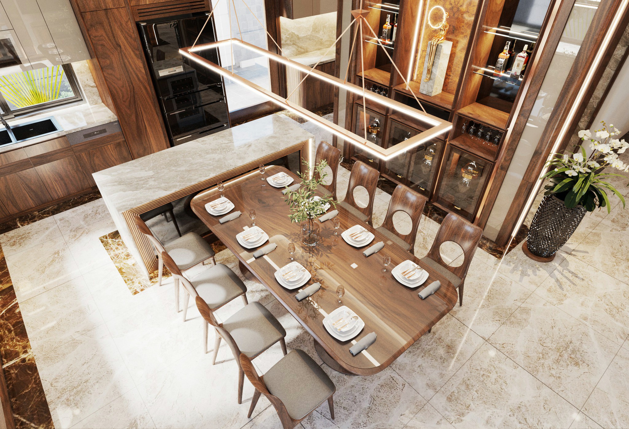 mẫu bàn đảo kết hợp bàn ăn tiện lợi