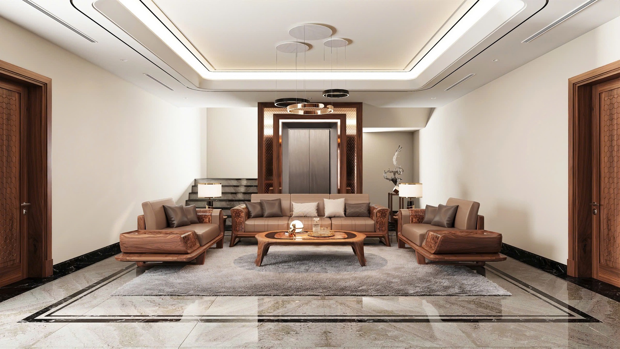 Bộ ghế sofa gỗ gồm ghế băng 2 chỗ và 2 ghế đơn kết hợp bàn trà oval mặt kính Bộ ghế sofa gỗ gồm ghế băng 2 chỗ và 2 ghế đơn kết hợp bàn trà oval mặt kính