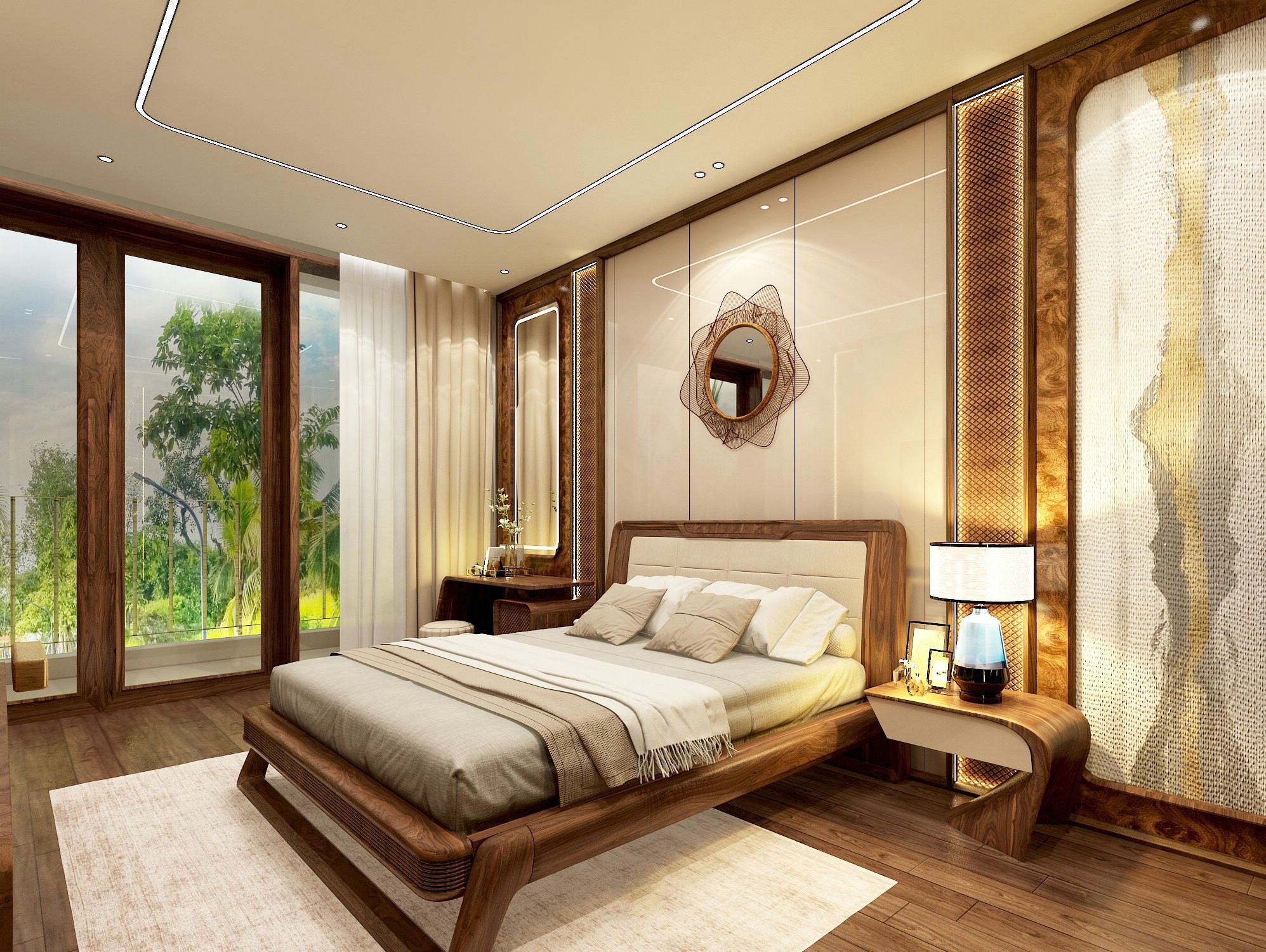 mẫu giường ngủ đẹp gỗ tự nhiên, sang trọng và hiện đại