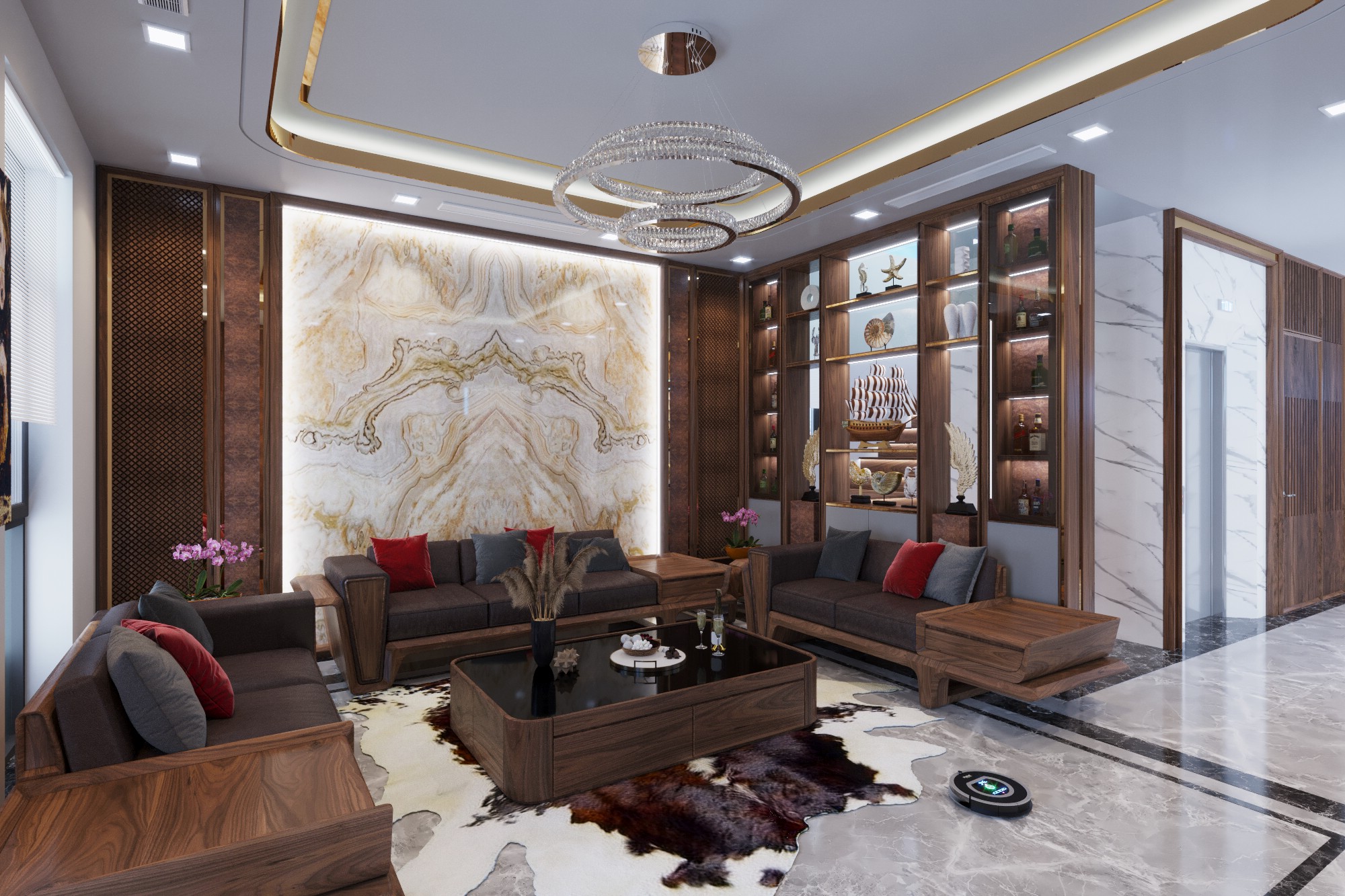 Mẫu sofa gỗ phòng khách bằng gỗ óc chó tự nhiên màu nâu đậm sang trọng Mẫu sofa gỗ phòng khách bằng gỗ óc chó tự nhiên màu nâu đậm sang trọng