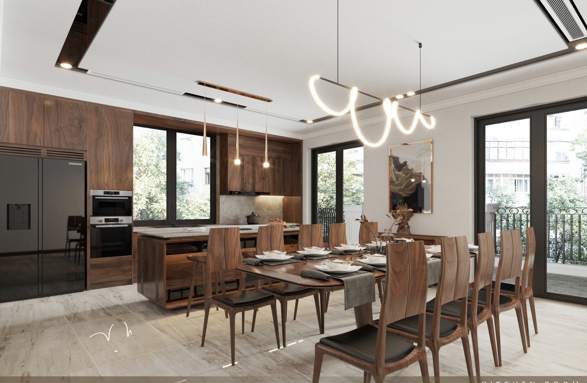 Mẫu thiết kế nội thất phòng bếp đẹp tone nâu gỗ tự nhiên sang trọng Mẫu thiết kế nội thất phòng bếp đẹp tone nâu gỗ tự nhiên sang trọng