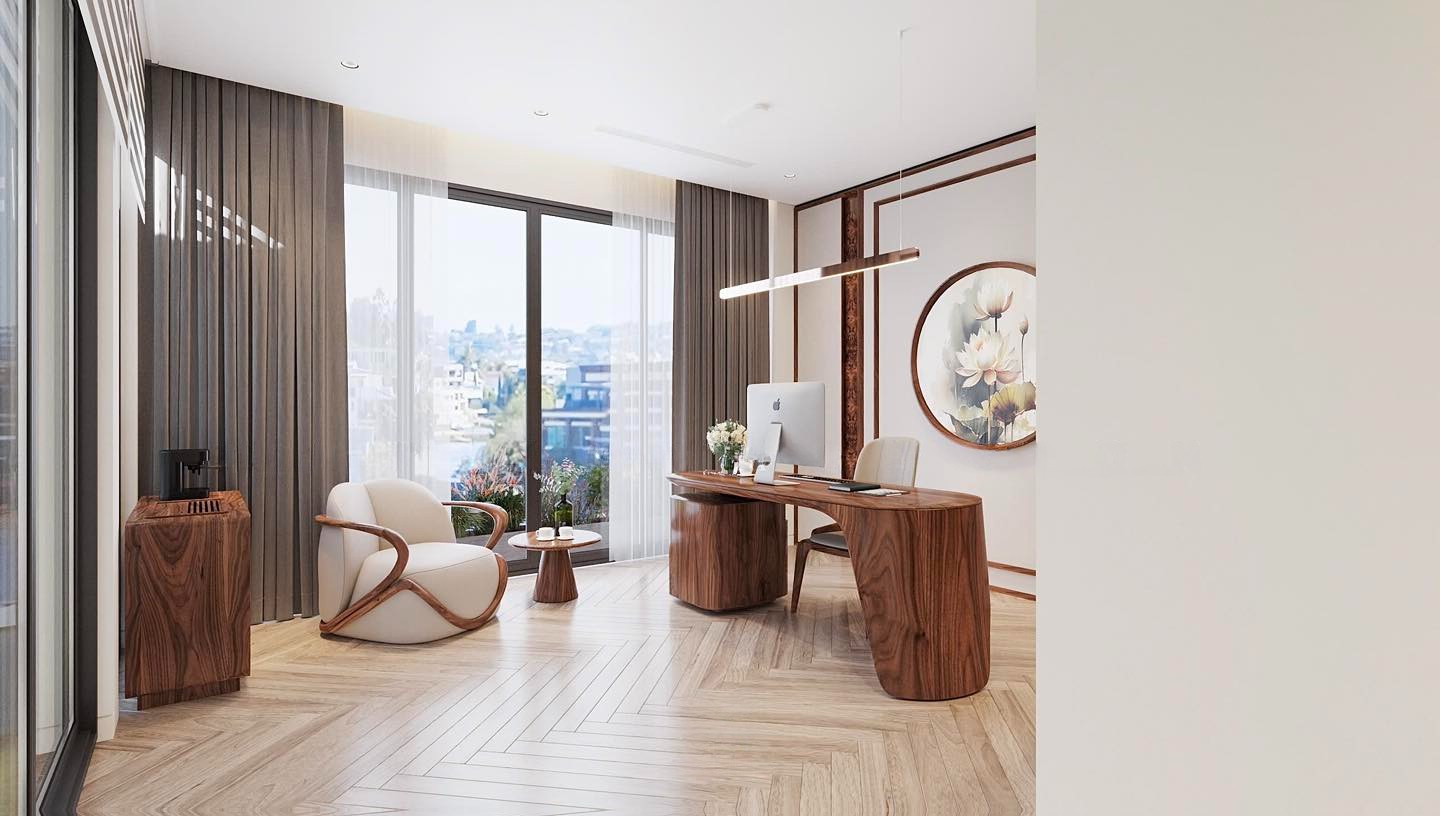 Mẫu thiết kế văn phòng làm việc hiện đại 15m²