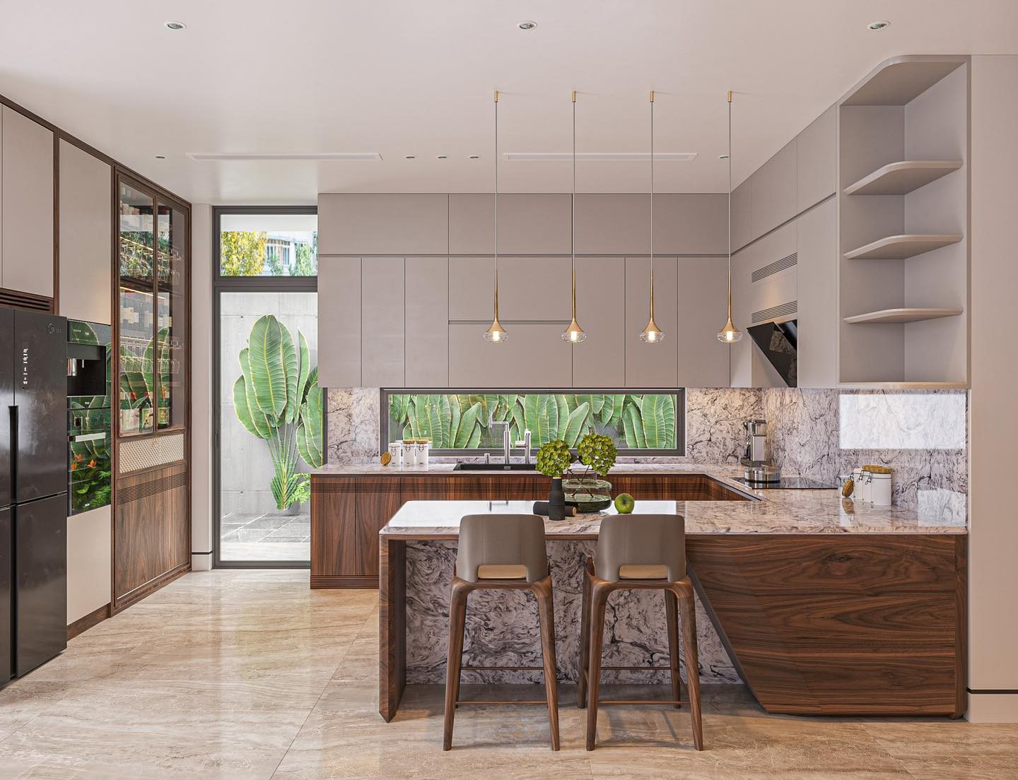 Mẫu tủ bếp acrylic An Cường chữ L cao kịch trần hiện đại Mẫu tủ bếp acrylic An Cường chữ L cao kịch trần hiện đại