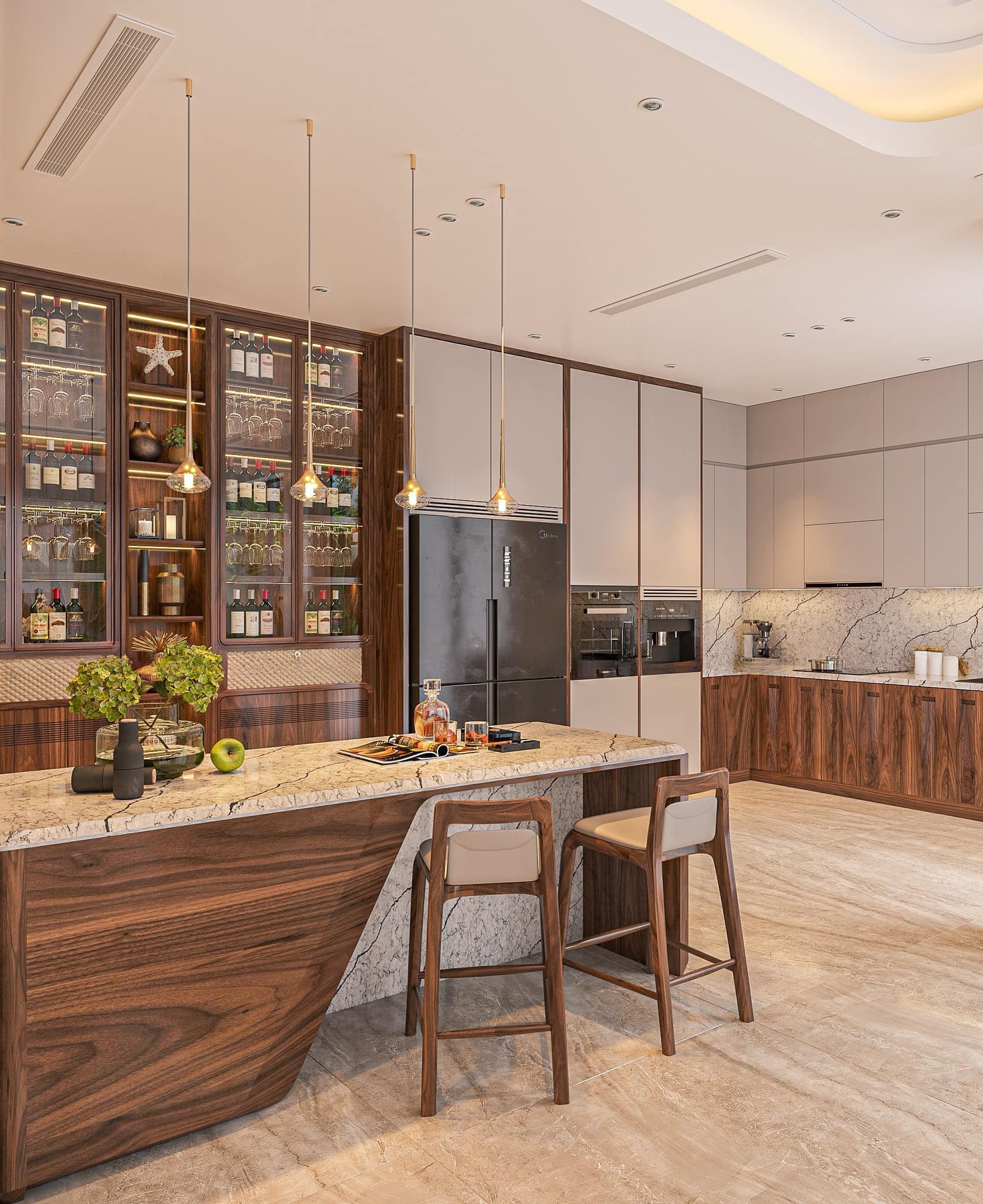 Mẫu tủ rượu bằng gỗ đẹp phù hợp nhiều phong cách nội thất