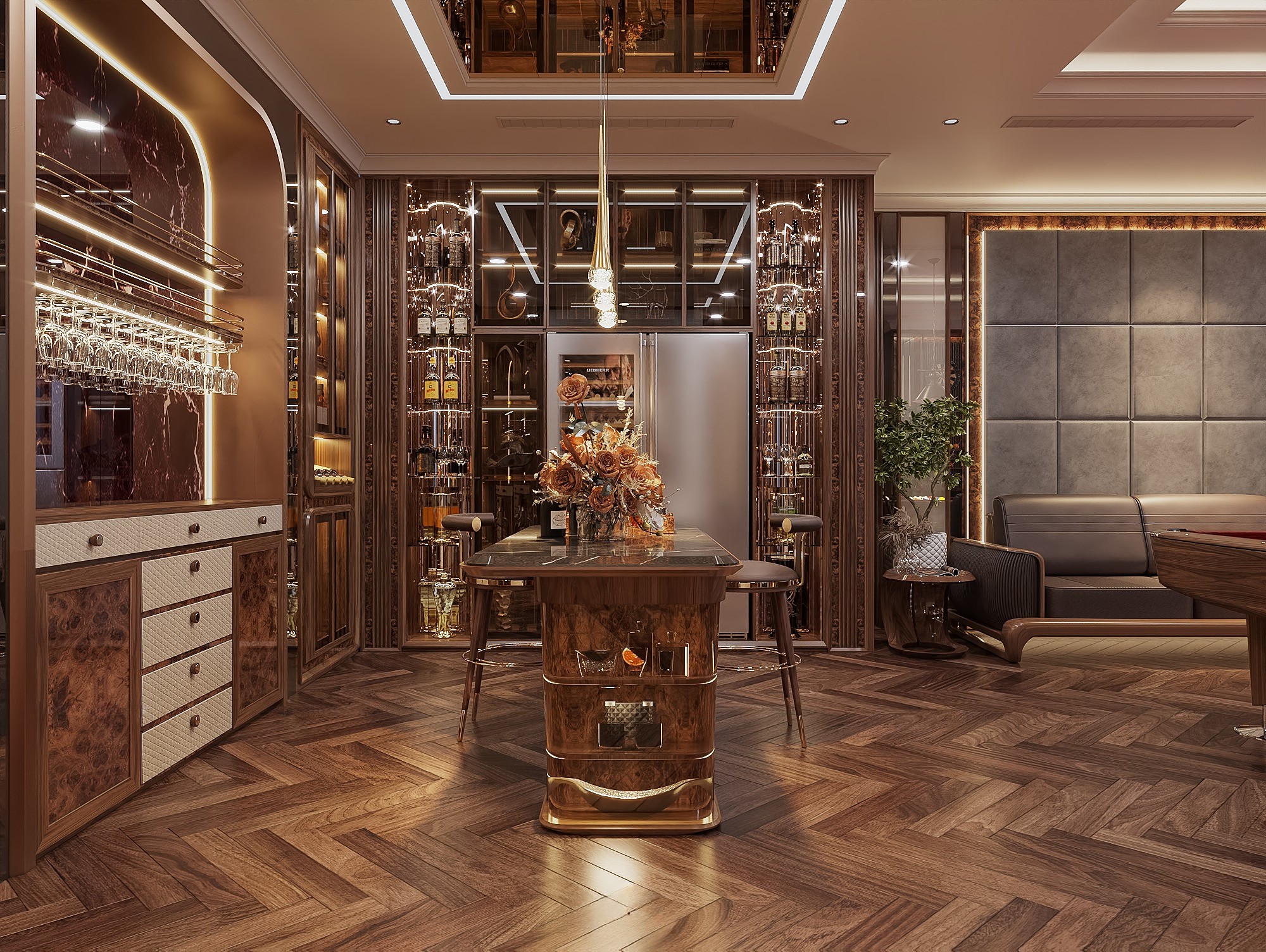 Mẫu tủ rượu góc đẹp giúp tối ưu không gian nhỏ hiệu quả