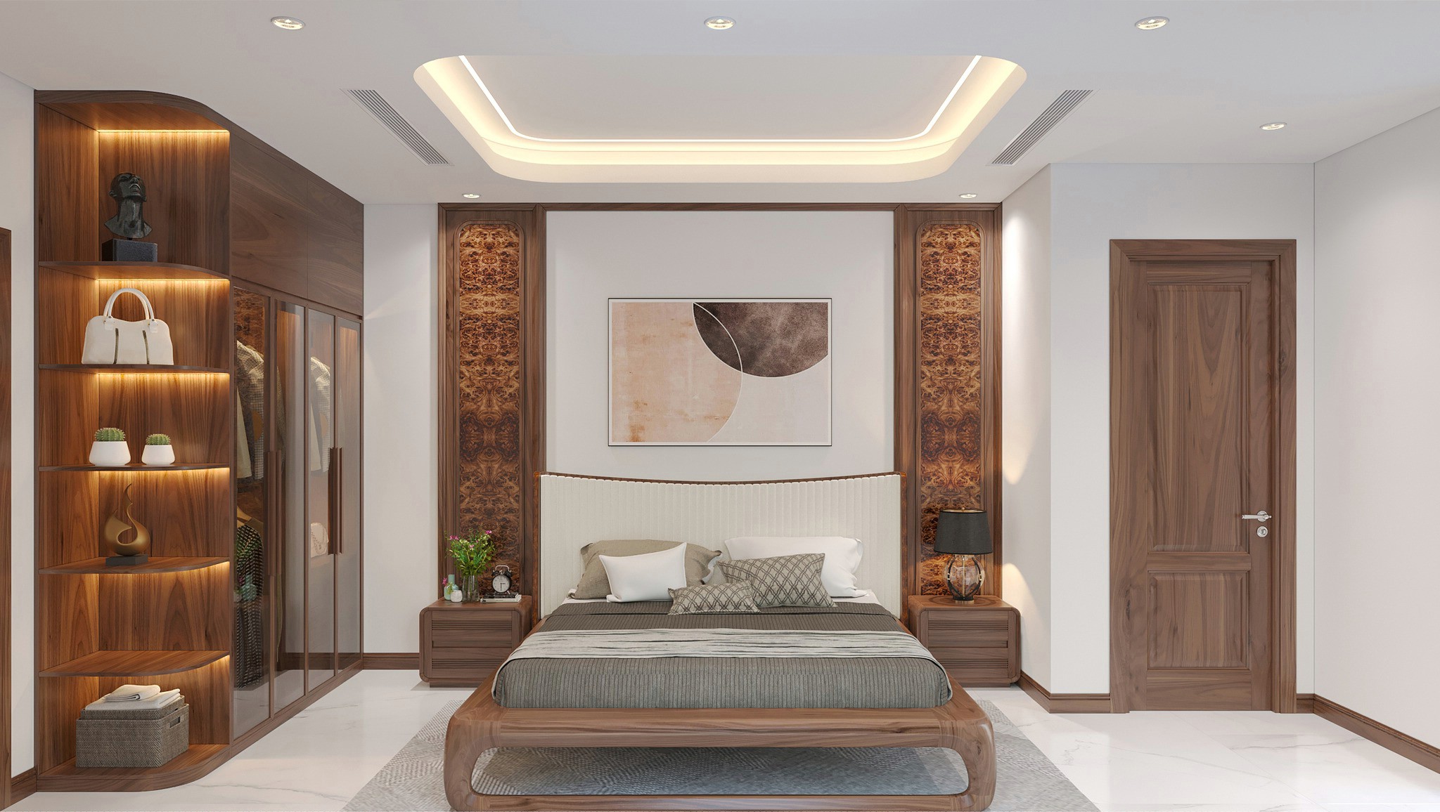 Nội thất phòng ngủ đẹp gỗ tự nhiên hiện đại