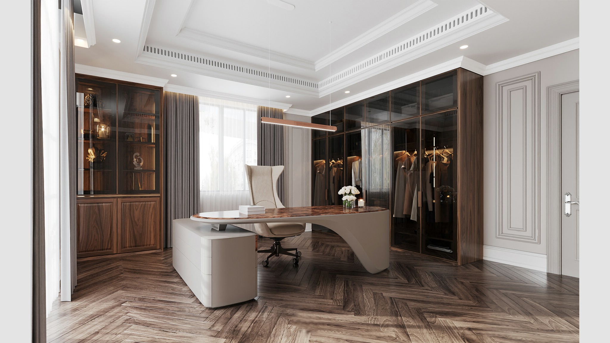 Mẫu phòng làm việc kết hợp phòng ngủ 30m²