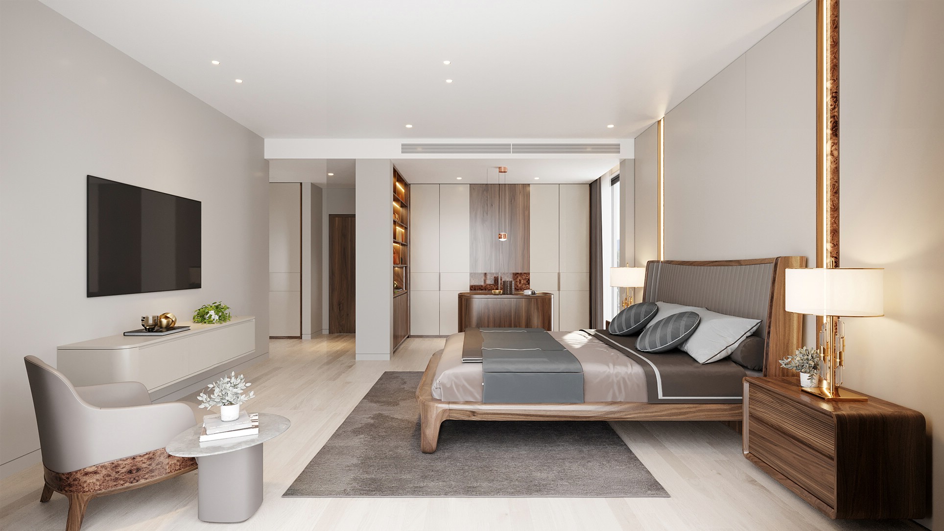 Phòng ngủ hiện đại – Không gian sống tiện nghi và tinh tế Phòng ngủ hiện đại với gam màu lạnh, nội thất tối giản