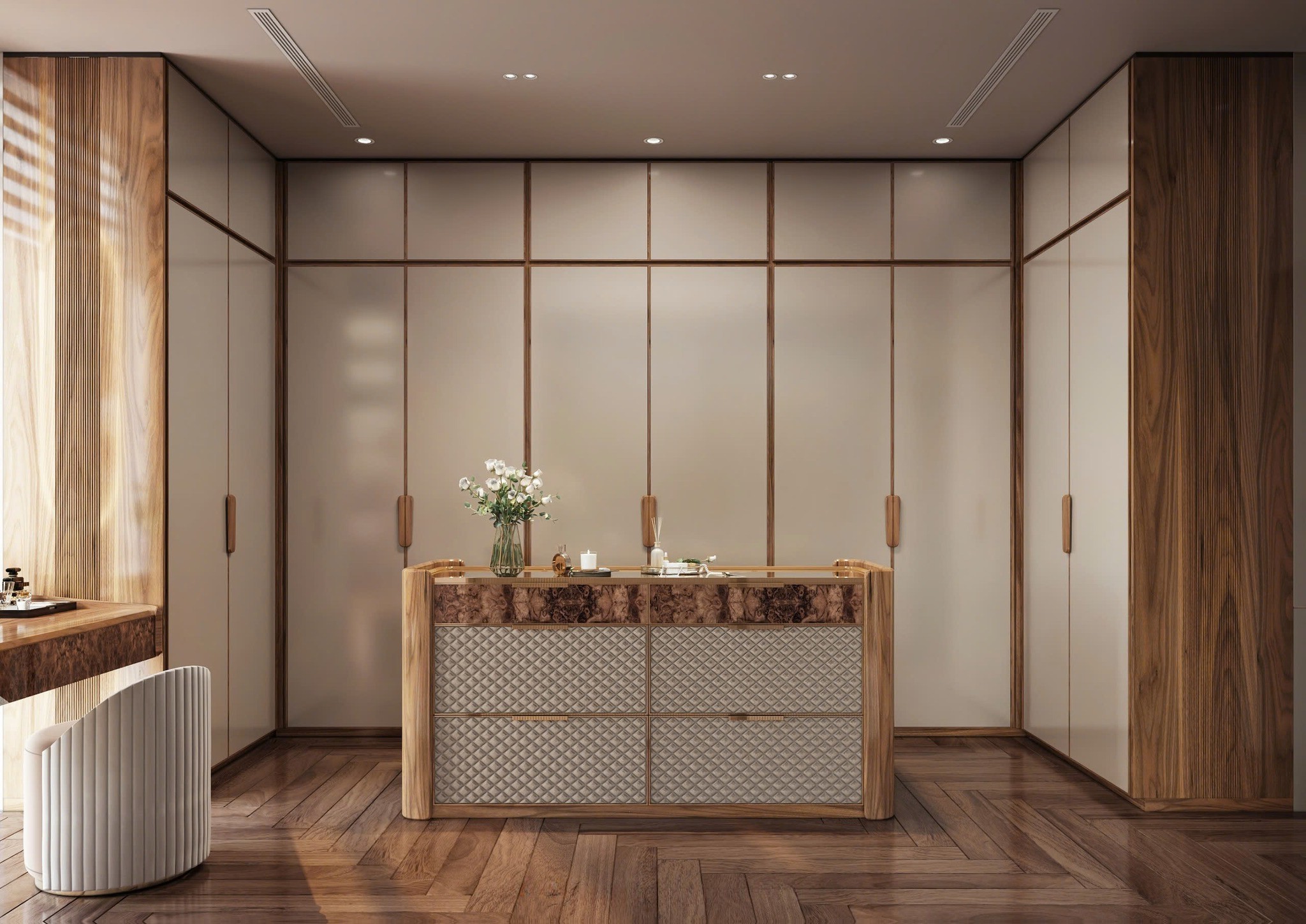 Phòng thay đồ đơn giản với thiết kế tinh gọn, dễ sử dụng