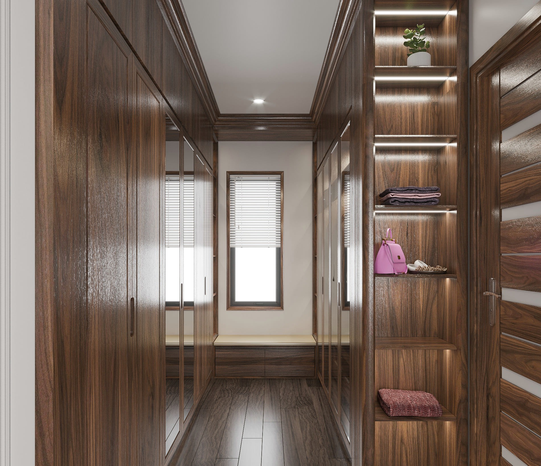 Phong thủy tủ quần áo chữ I cao kịch trần