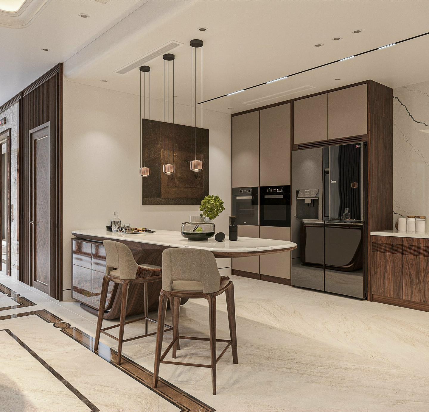 Quầy bar gỗ tự nhiên đẹp với bàn bar tách rời mặt đá granite và chân trụ veneer nu Quầy bar gỗ tự nhiên đẹp với bàn bar tách rời mặt đá granite và chân trụ veneer nu
