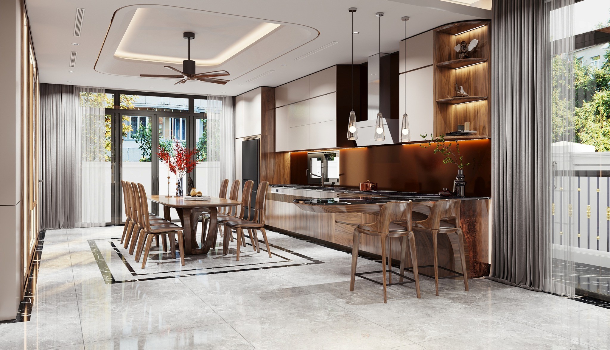 Mẫu quầy bar phòng bếp chung cư