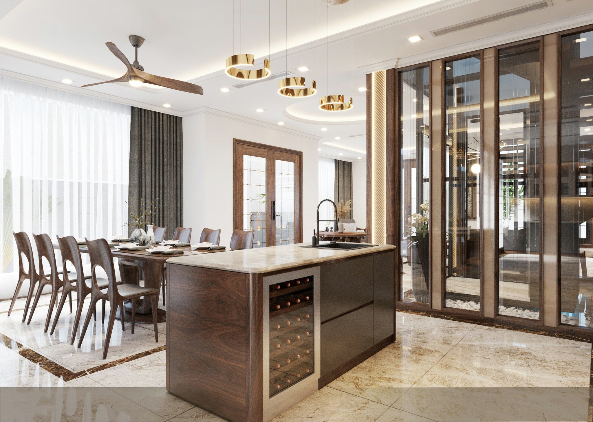 Quầy bar tủ rượu thiết kế tiện nghi, phù hợp không gian bếp và phòng khách liên thông