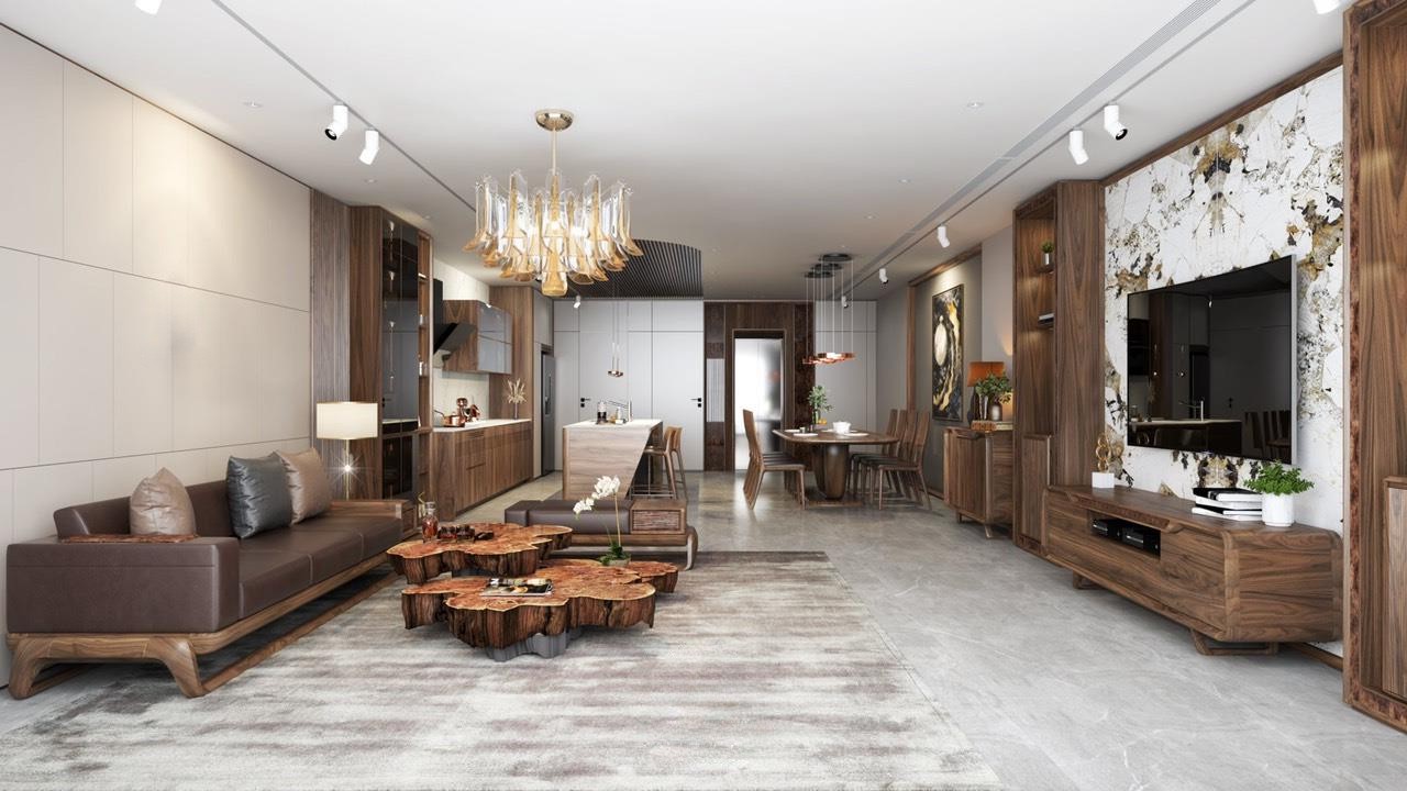 Showroom nội thất gỗ óc chó Hà Nội với không gian sang trọng