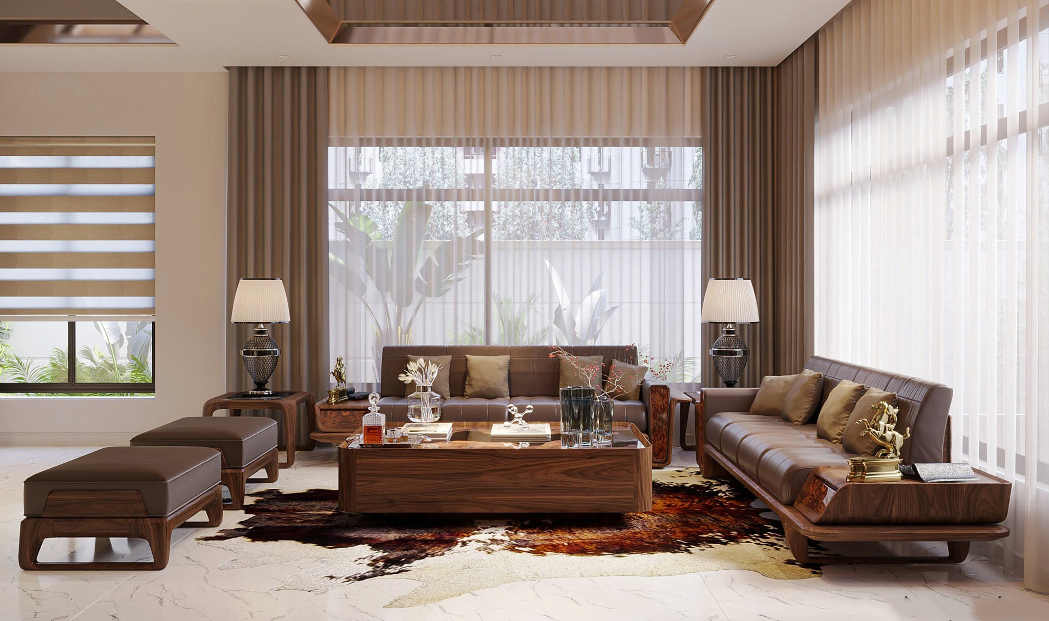 Sofa gỗ cho phòng khách hiện đại với gỗ tự nhiên nâu đậm và bàn trà epoxy vân gỗ Sofa gỗ cho phòng khách hiện đại với gỗ tự nhiên nâu đậm và bàn trà epoxy vân gỗ