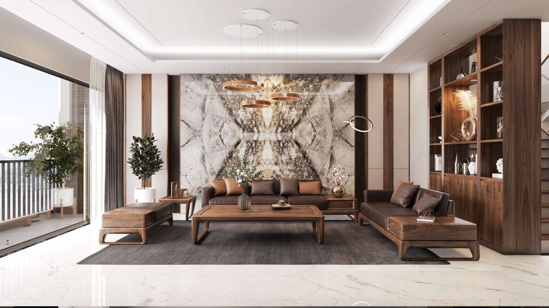 Sofa gỗ hiện đại đơn giản đẹp với khung gỗ tự nhiên màu nâu đậm và đệm da nâu chocolate Sofa gỗ hiện đại đơn giản đẹp với khung gỗ tự nhiên màu nâu đậm và đệm da nâu chocolate
