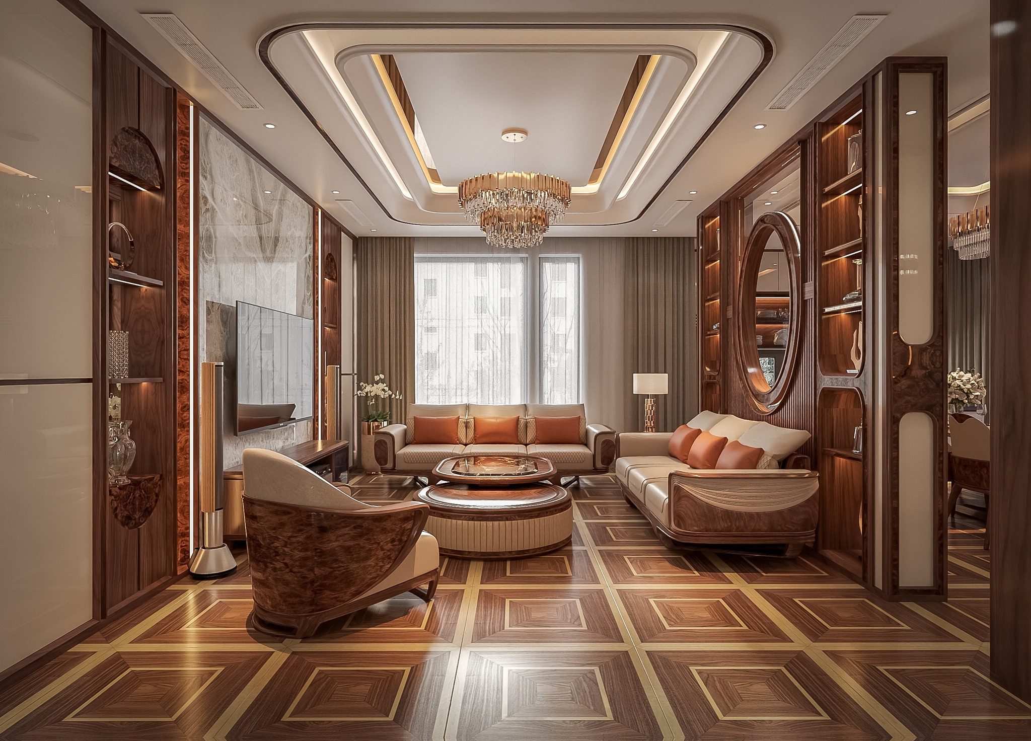 Sofa gỗ óc chó hiện đại sang trọng