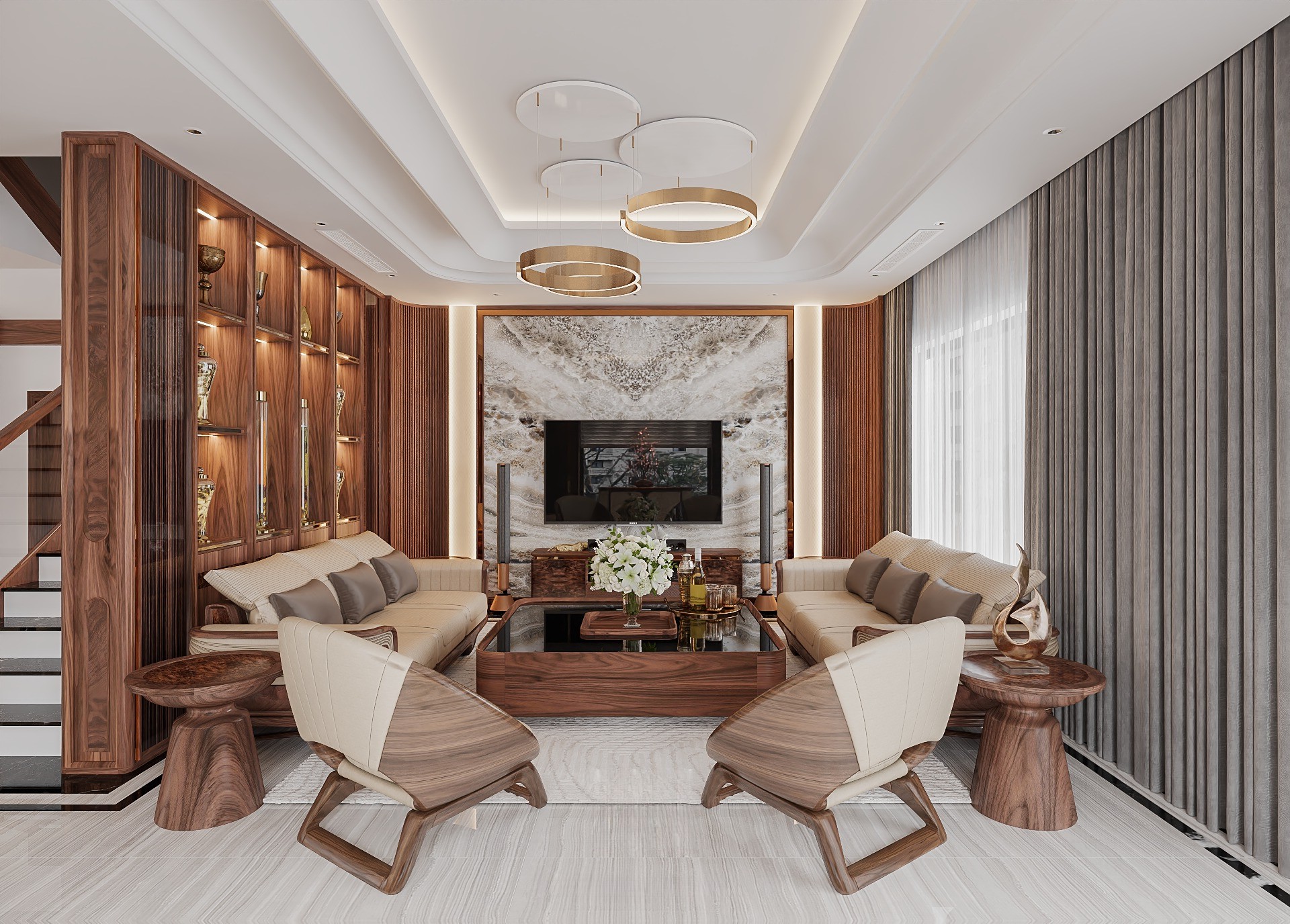 Sofa gỗ óc chó nhập khẩu cao cấp
