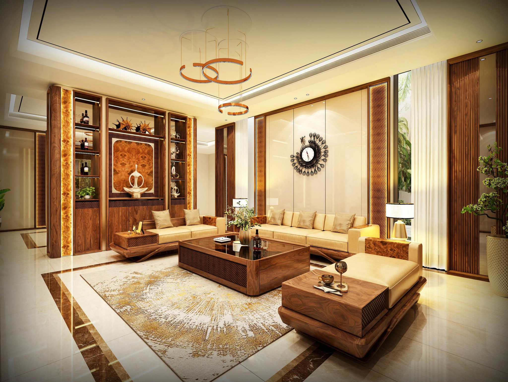 Sofa gỗ sồi – lựa chọn bền đẹp và sang trọng cho không gian sống Sofa gỗ sồi tự nhiên cho phòng khách hiện đại