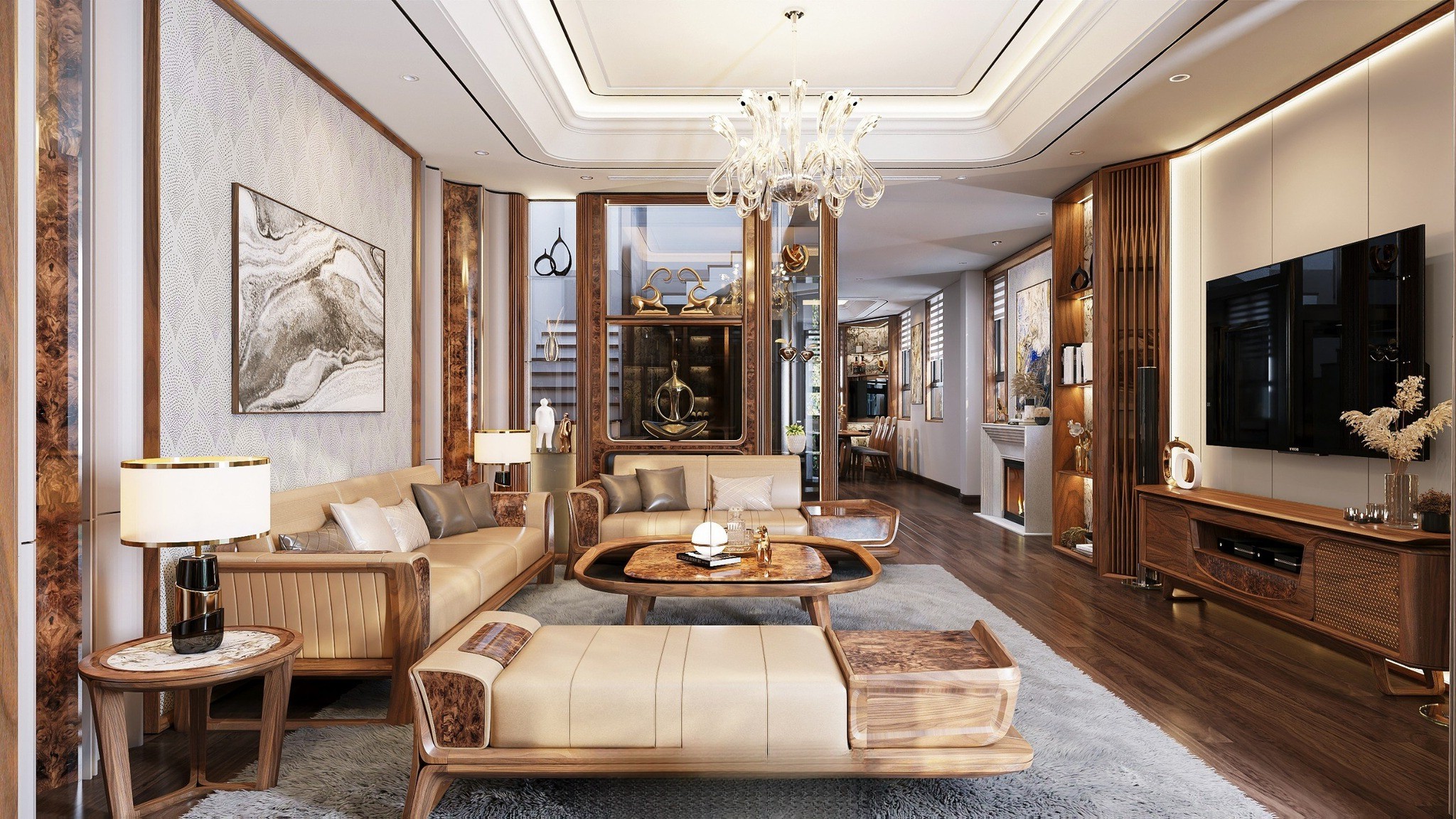 Sofa óc chó đẹp màu nâu nhạt tối giản