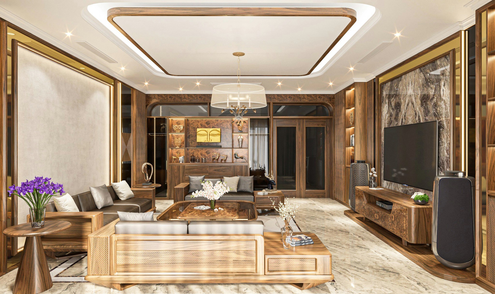 Thiết kế phòng khách theo phong cách hiện đại tinh tế.