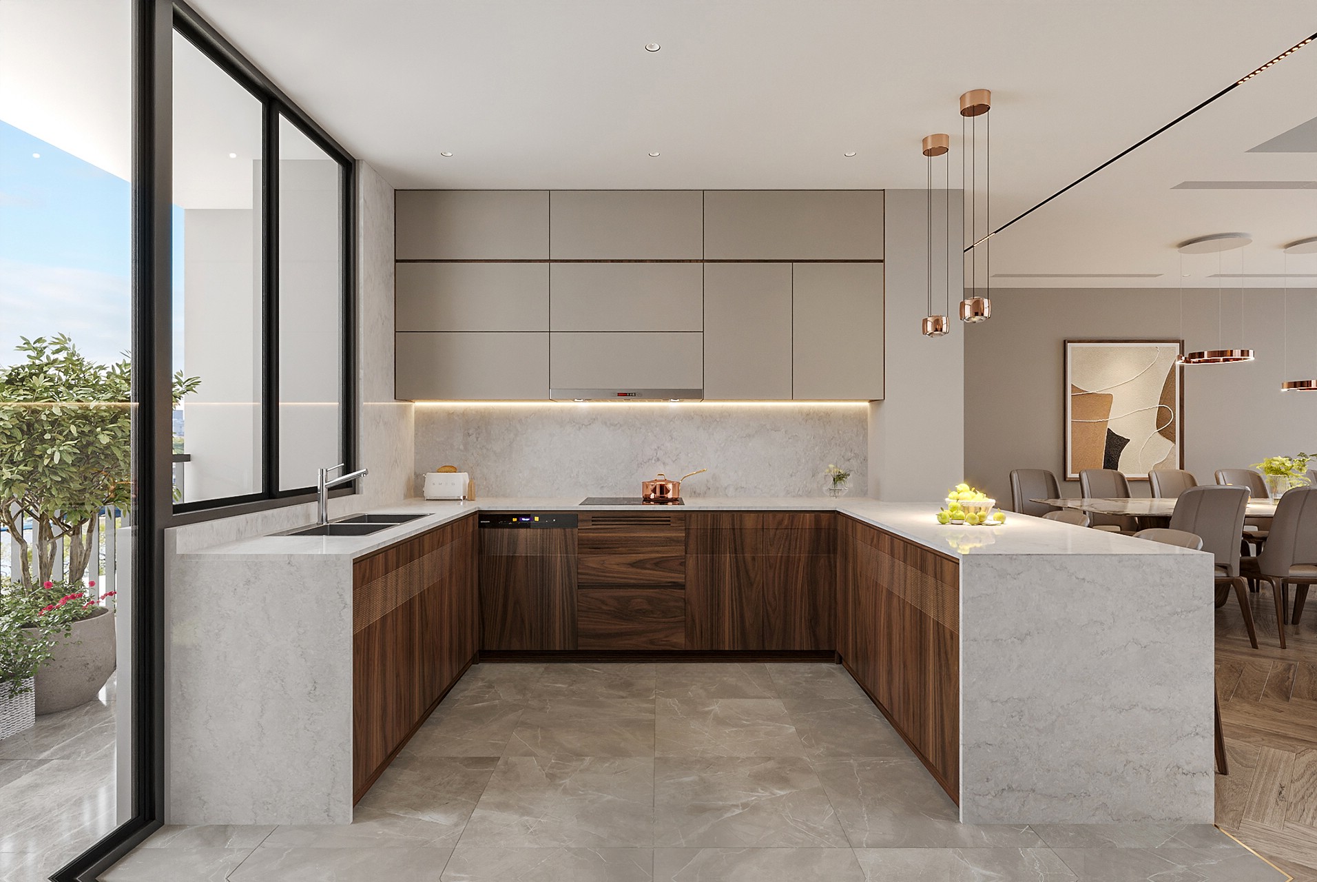 Thiết kế tủ bếp – tối ưu công năng và thẩm mỹ không gian Thiết kế tủ bếp hiện đại có bàn bar sang trọng