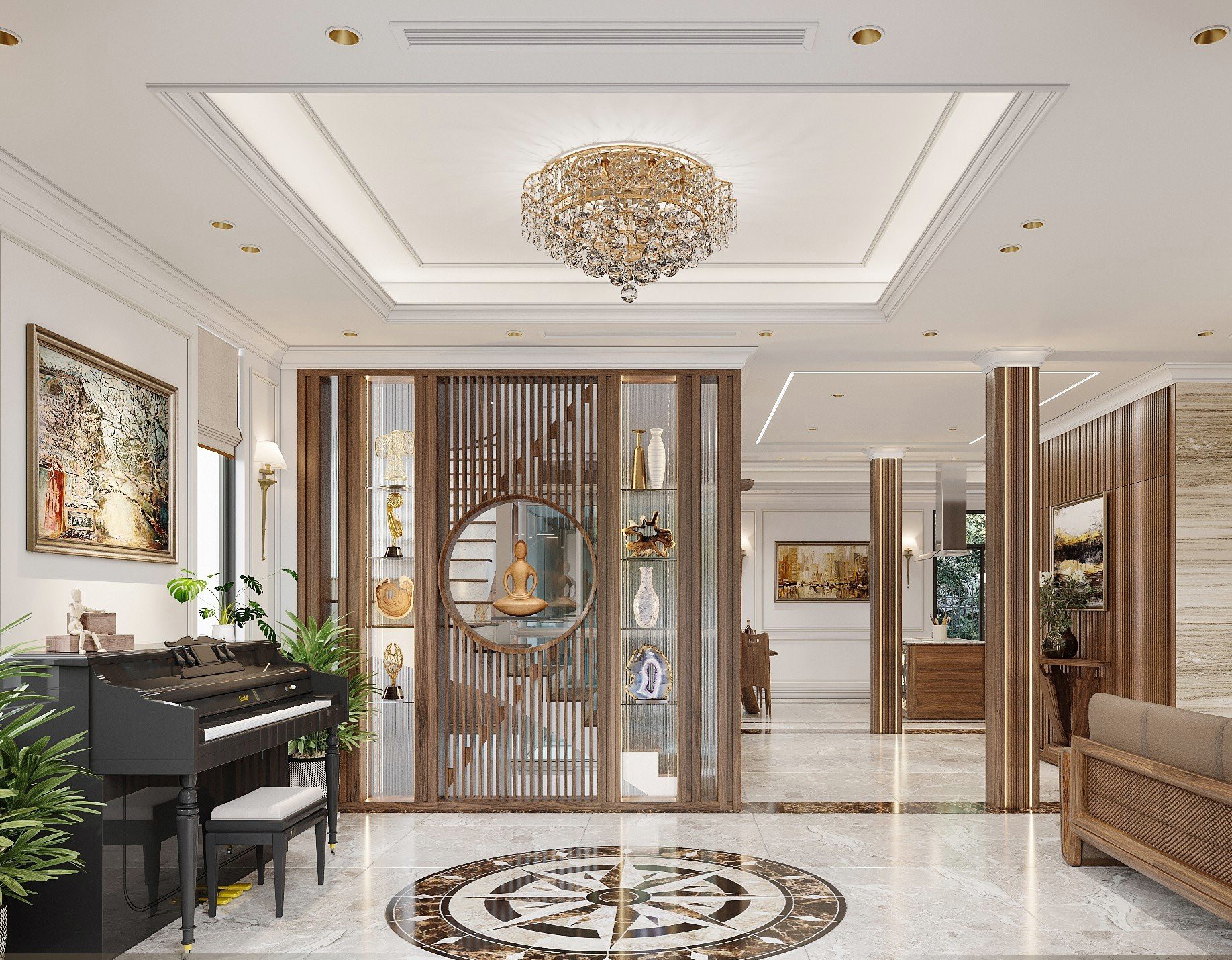 thiết kế vách ngăn phòng gỗ công nghiệp hiện đại