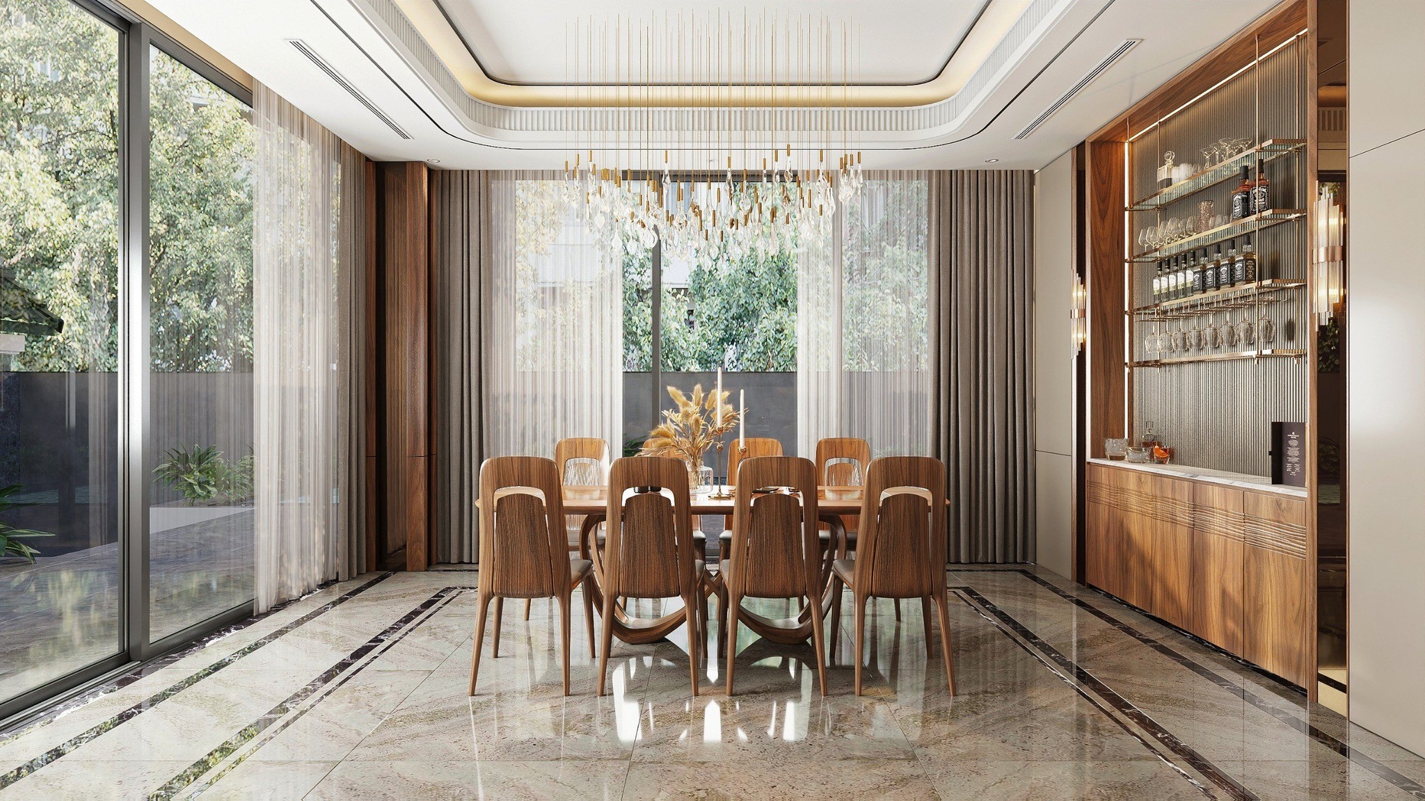 tủ rượu âm tường bằng gỗ, hiện đại và tiết kiệm diện tích