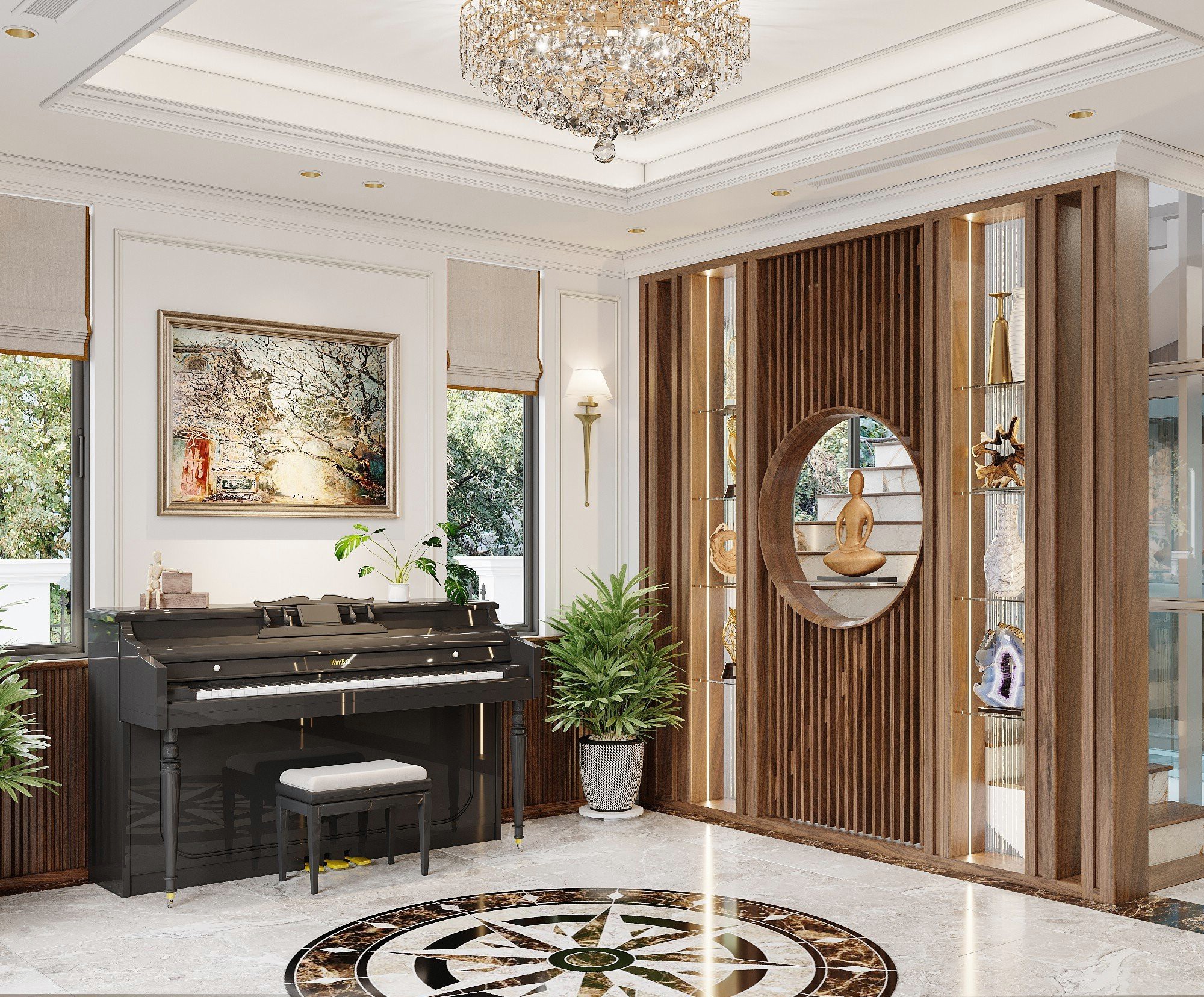 Vách ngăn phòng ngủ bằng gỗ công nghiệp MDF phủ laminate nâu đậm với thiết kế lam sóng và đèn led âm Vách ngăn phòng ngủ bằng gỗ công nghiệp MDF phủ laminate nâu đậm với thiết kế lam sóng và đèn led âm